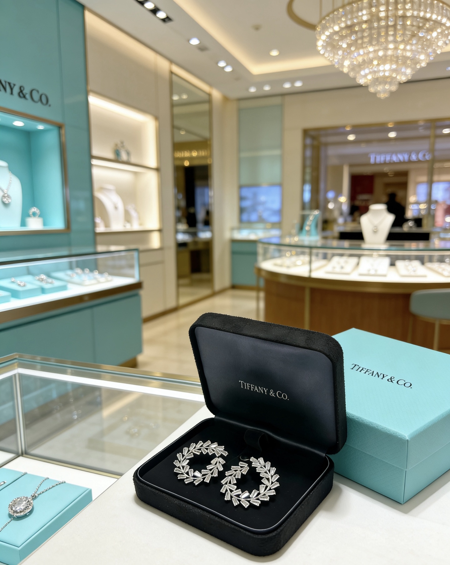 Tiffany Co Marquise Commemorative Wreath Earrings earrings Platinum-toned metal with clear baguette-cut high-carbon diamonds 3 5cm diameter