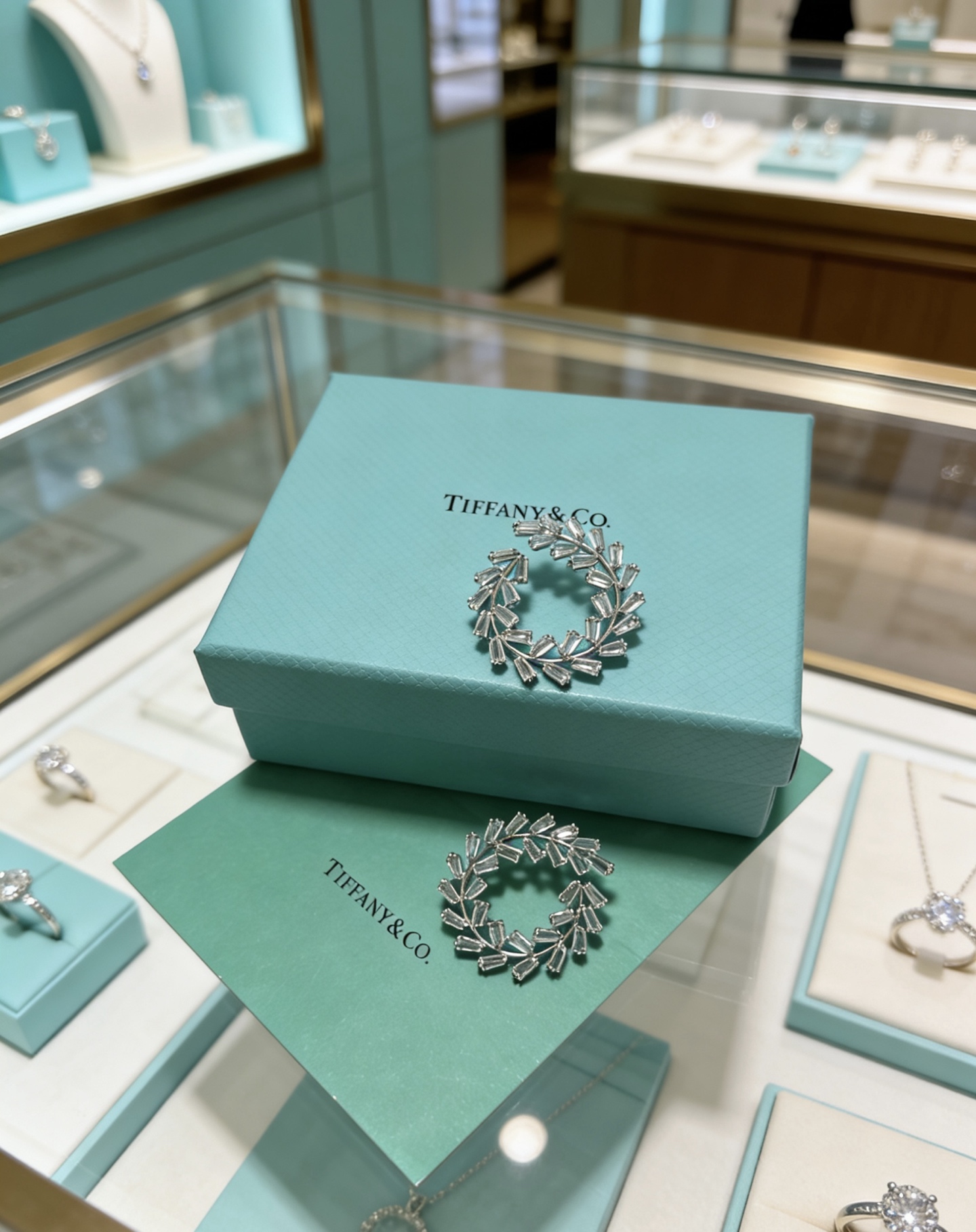 Tiffany Co Marquise Commemorative Wreath Earrings earrings Platinum-toned metal with clear baguette-cut high-carbon diamonds 3 5cm diameter