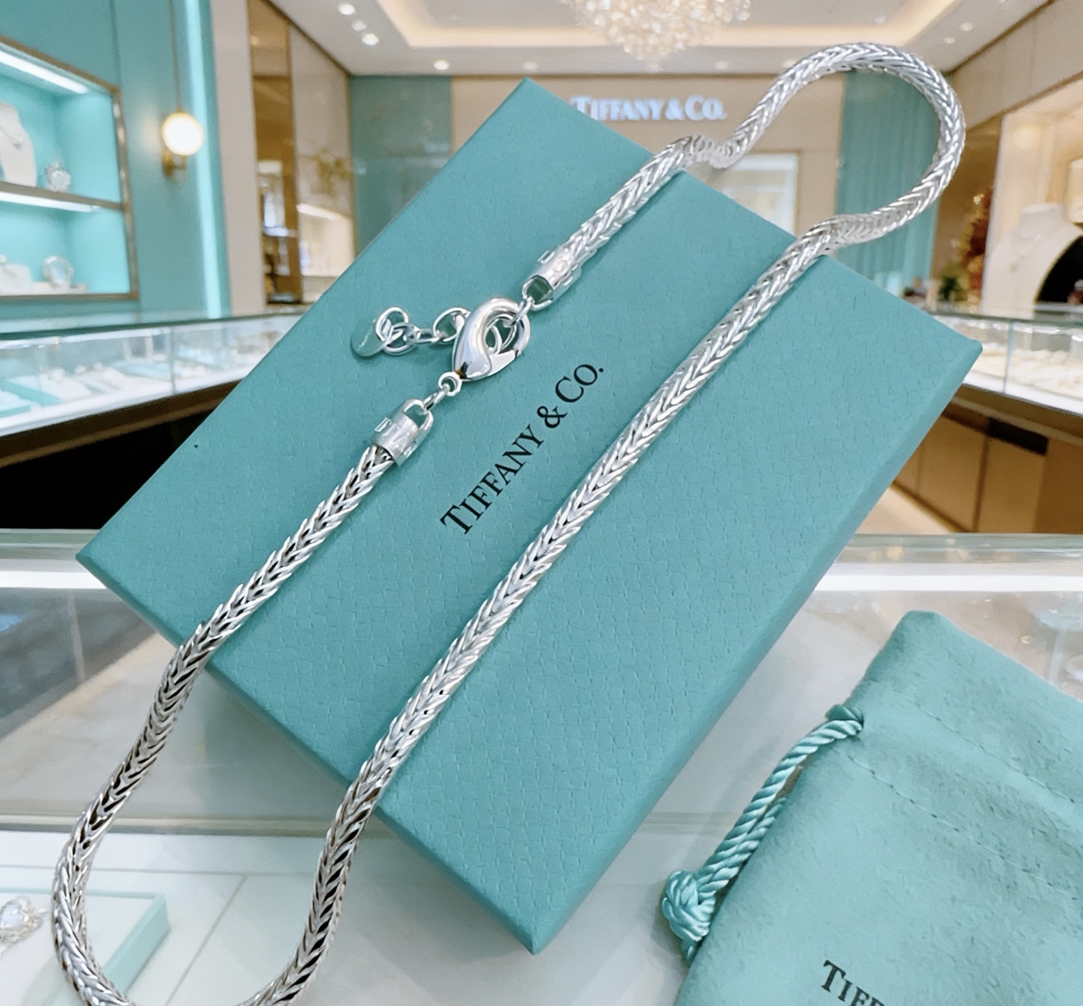 Tiffany Co Woven Chain necklace sterling silver 18 inches