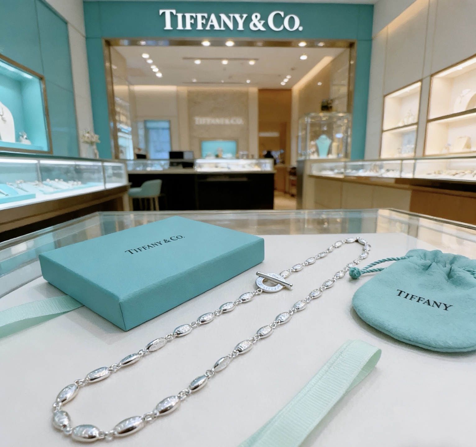 Tiffany Co Toggle Chain necklace sterling silver 60cm