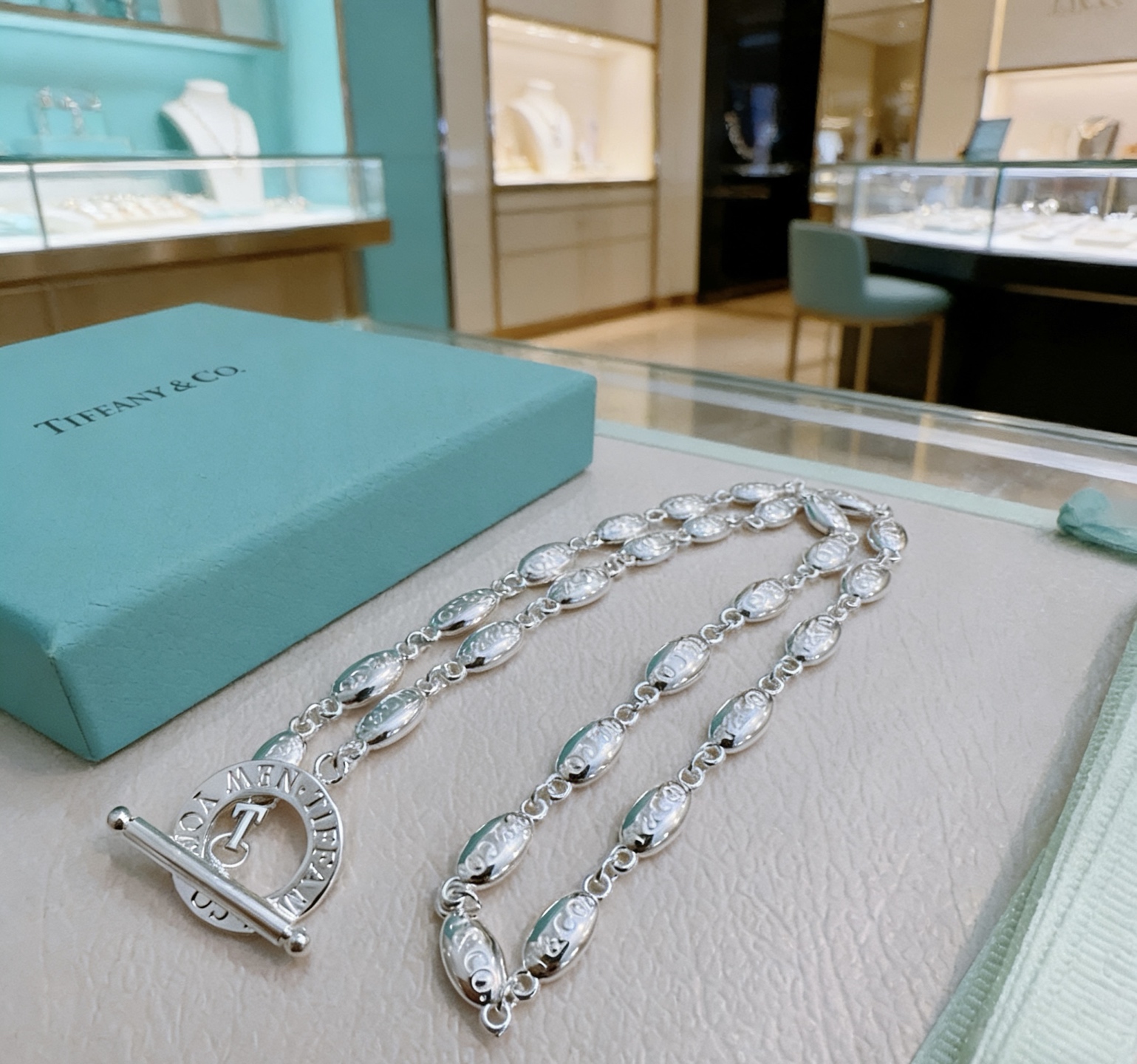 Tiffany Co Toggle Chain necklace sterling silver 60cm