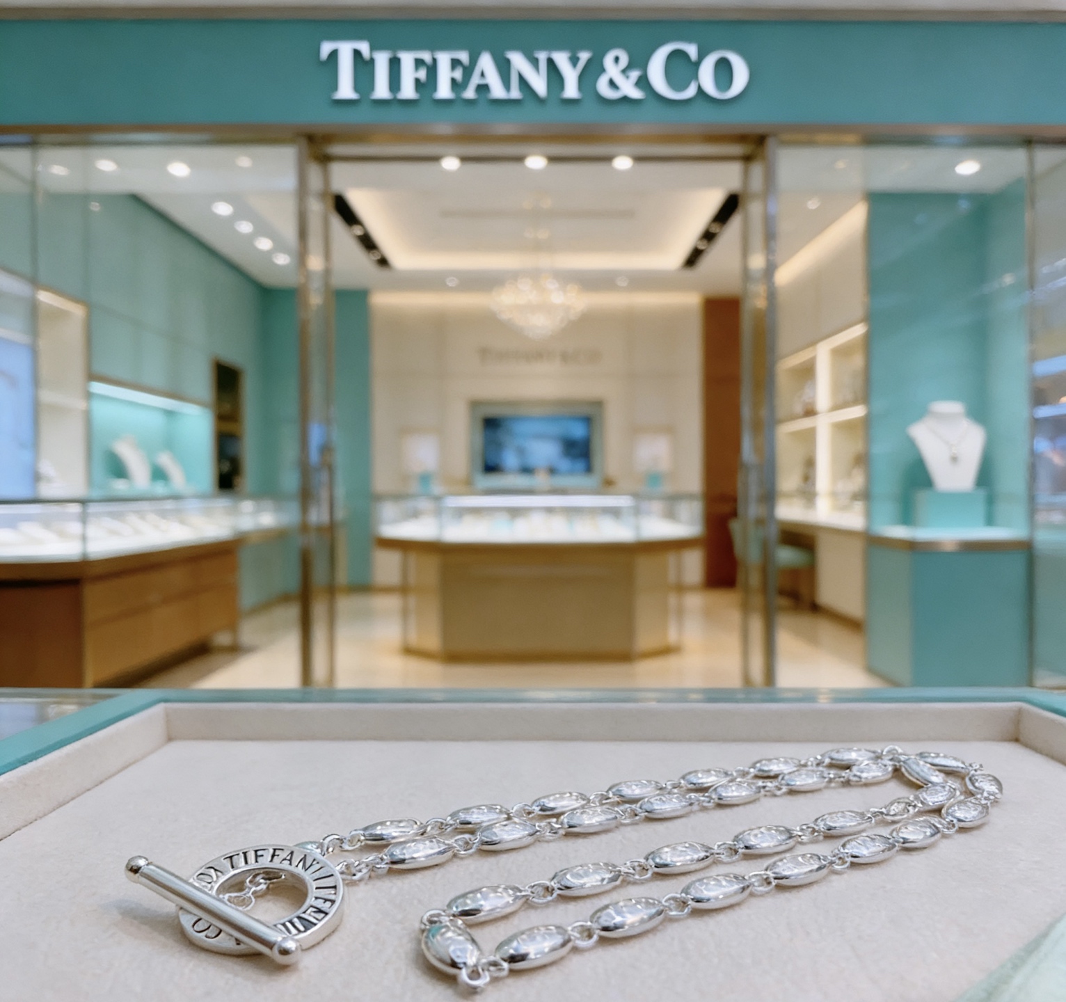 Tiffany Co Toggle Chain necklace sterling silver 60cm
