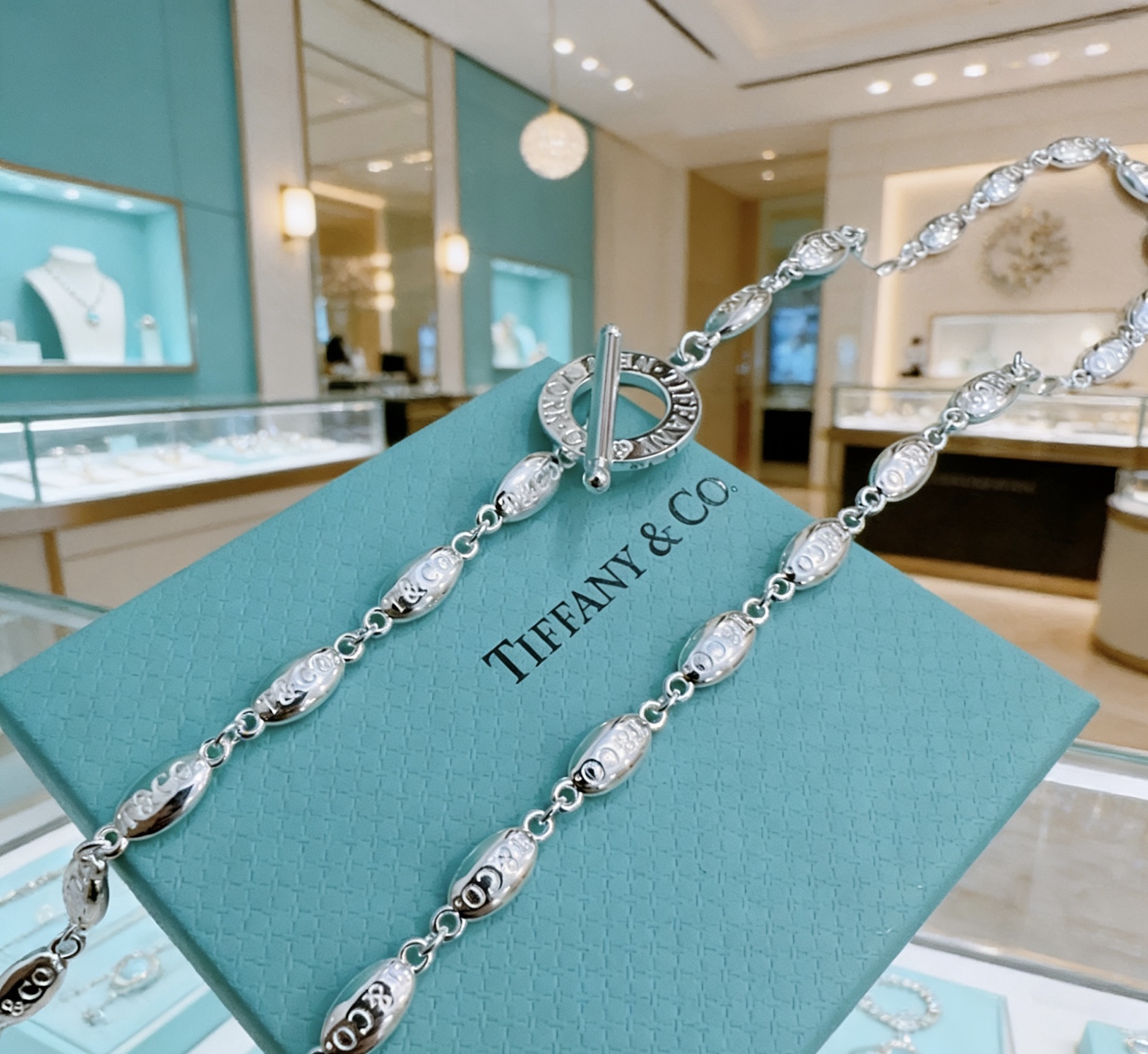 Tiffany Co Toggle Chain necklace sterling silver 60cm