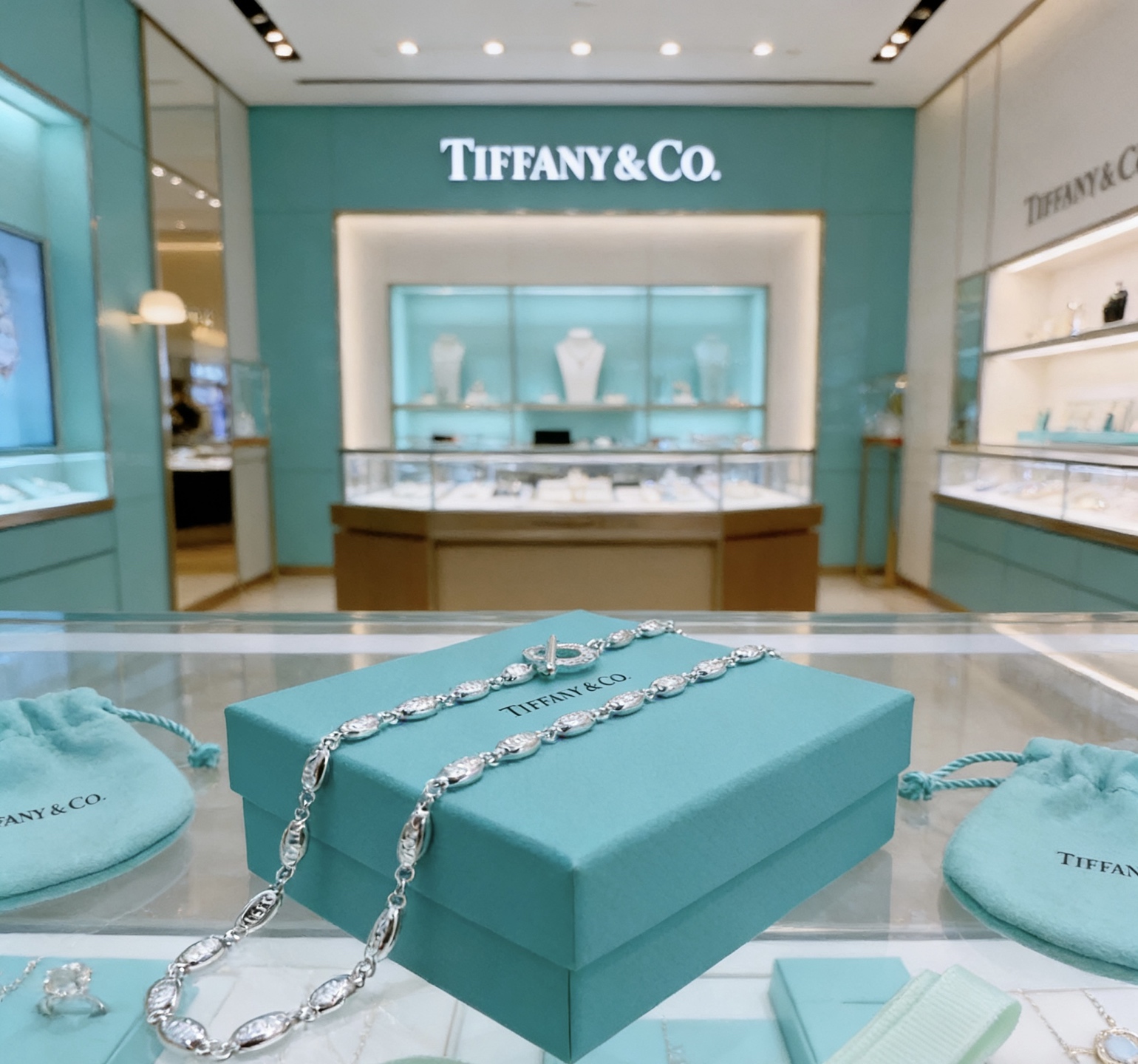 Tiffany Co Toggle Chain necklace sterling silver 60cm