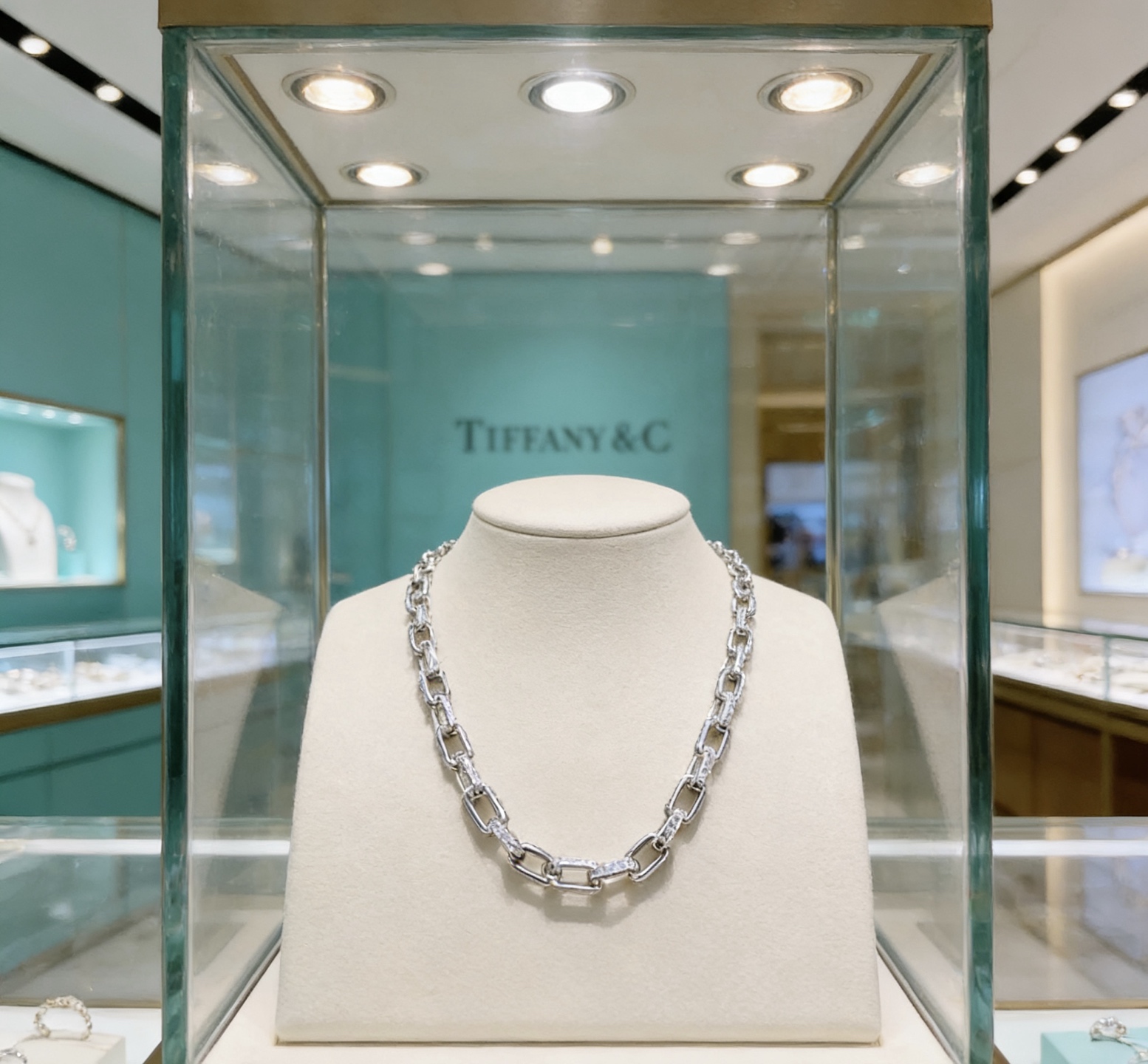 Tiffany Co Tiffany HardWear necklace sterling silver with clear diamond accents 60cm
