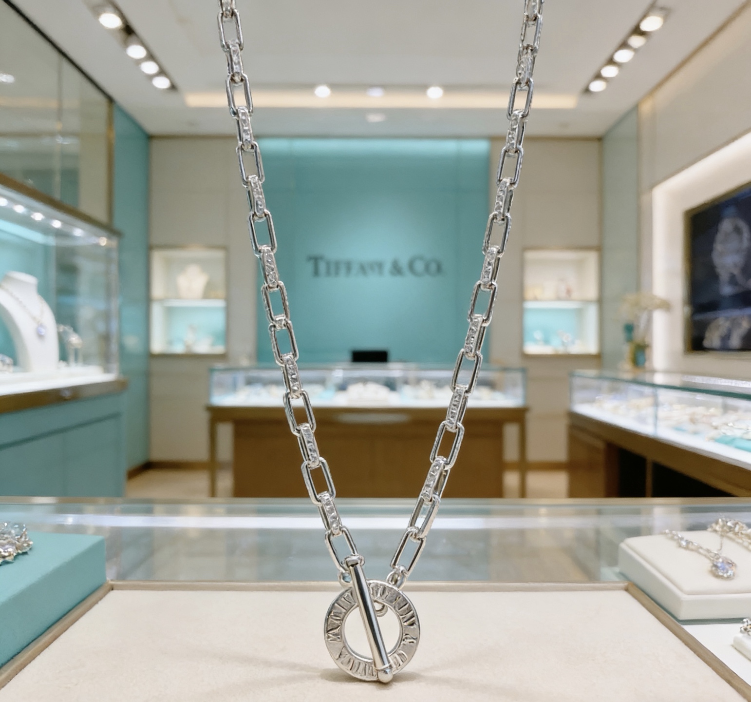 Tiffany Co Tiffany HardWear necklace sterling silver with clear diamond accents 60cm