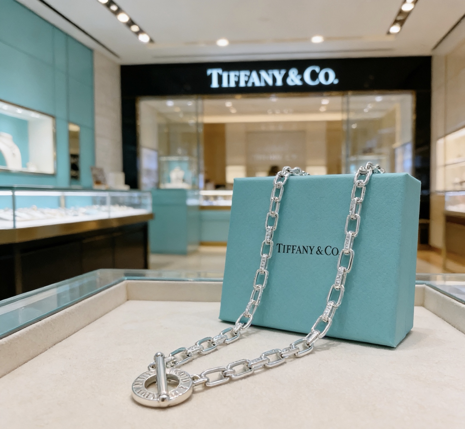 Tiffany Co Tiffany HardWear necklace sterling silver with clear diamond accents 60cm