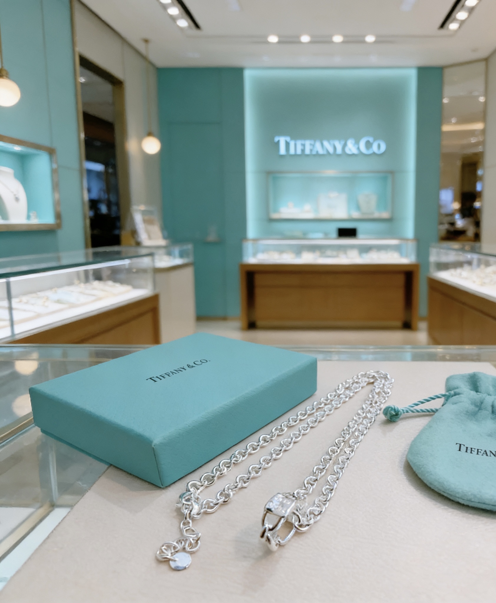Tiffany Co 1837 Makers Lock necklace sterling silver 60cm