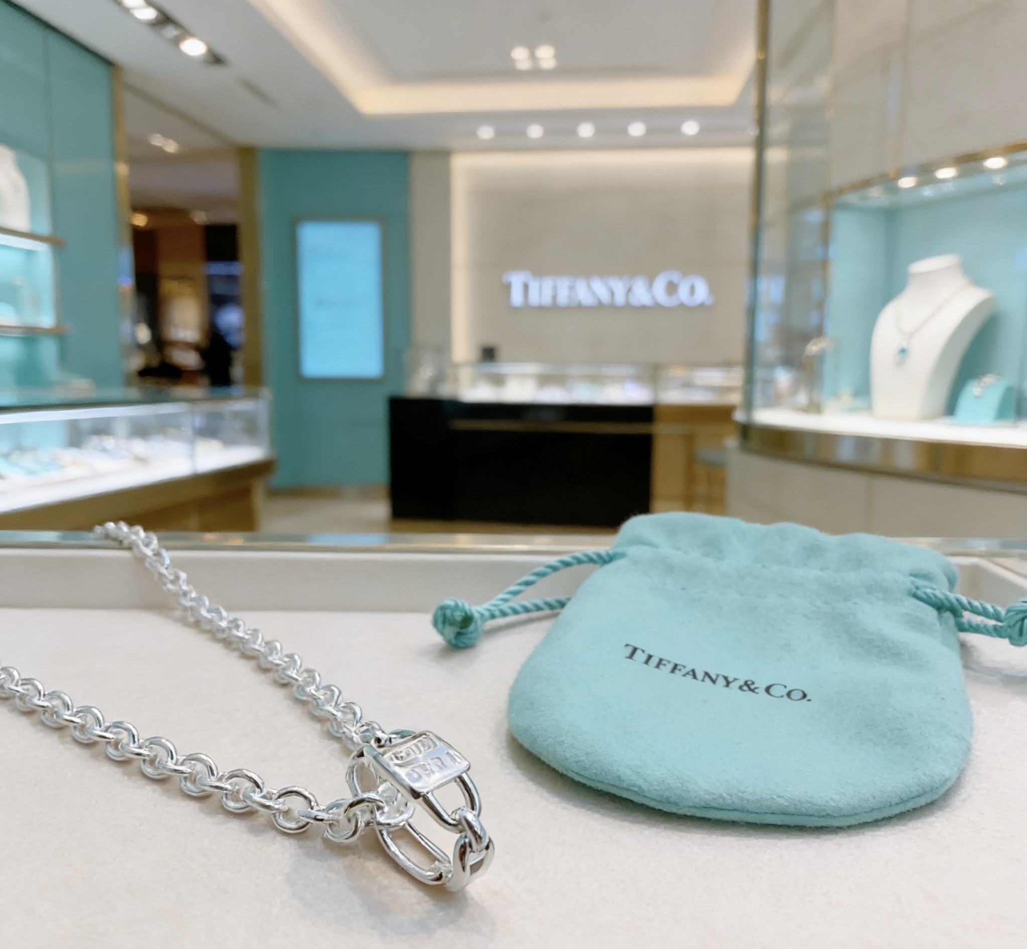Tiffany Co 1837 Makers Lock necklace sterling silver 60cm
