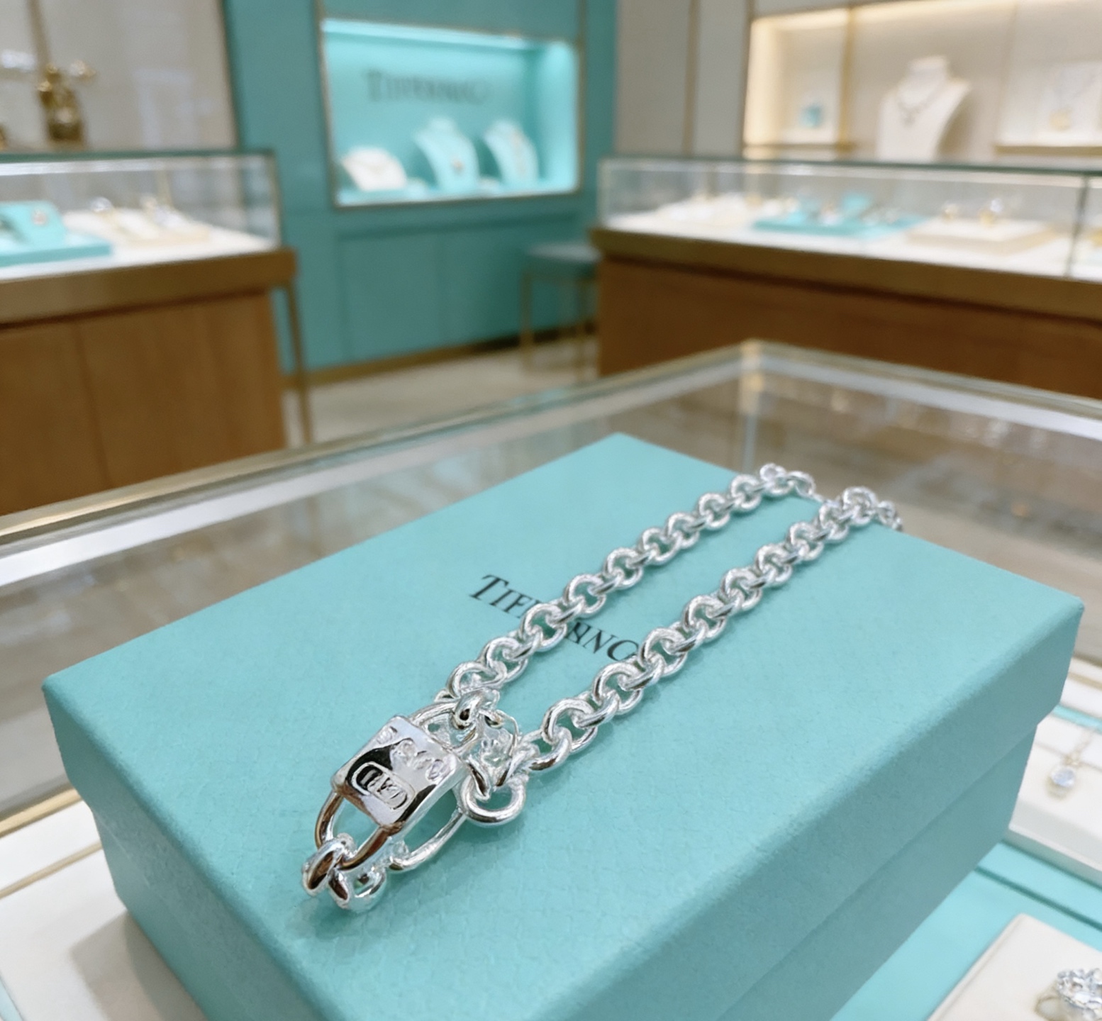 Tiffany Co 1837 Makers Lock necklace sterling silver 60cm