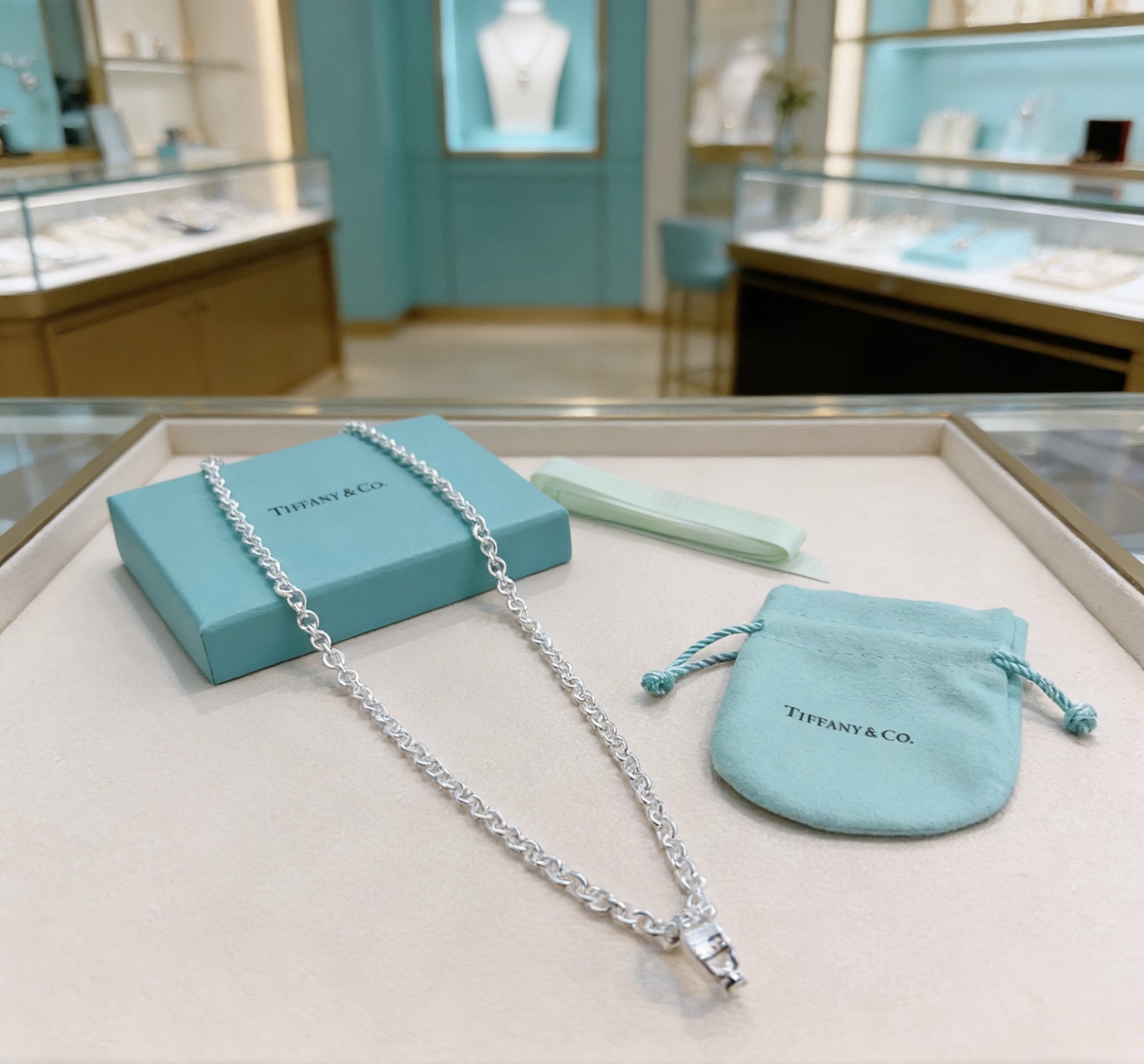 Tiffany Co 1837 Makers Lock necklace sterling silver 60cm