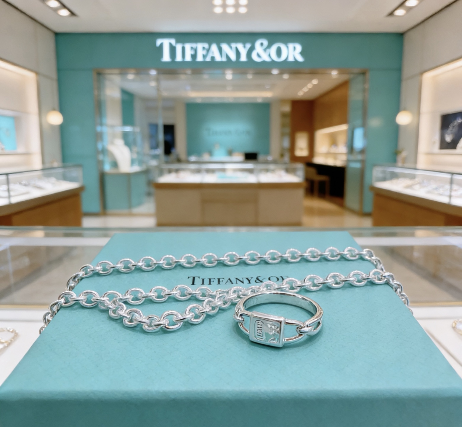 Tiffany Co 1837 Makers Lock necklace sterling silver 60cm