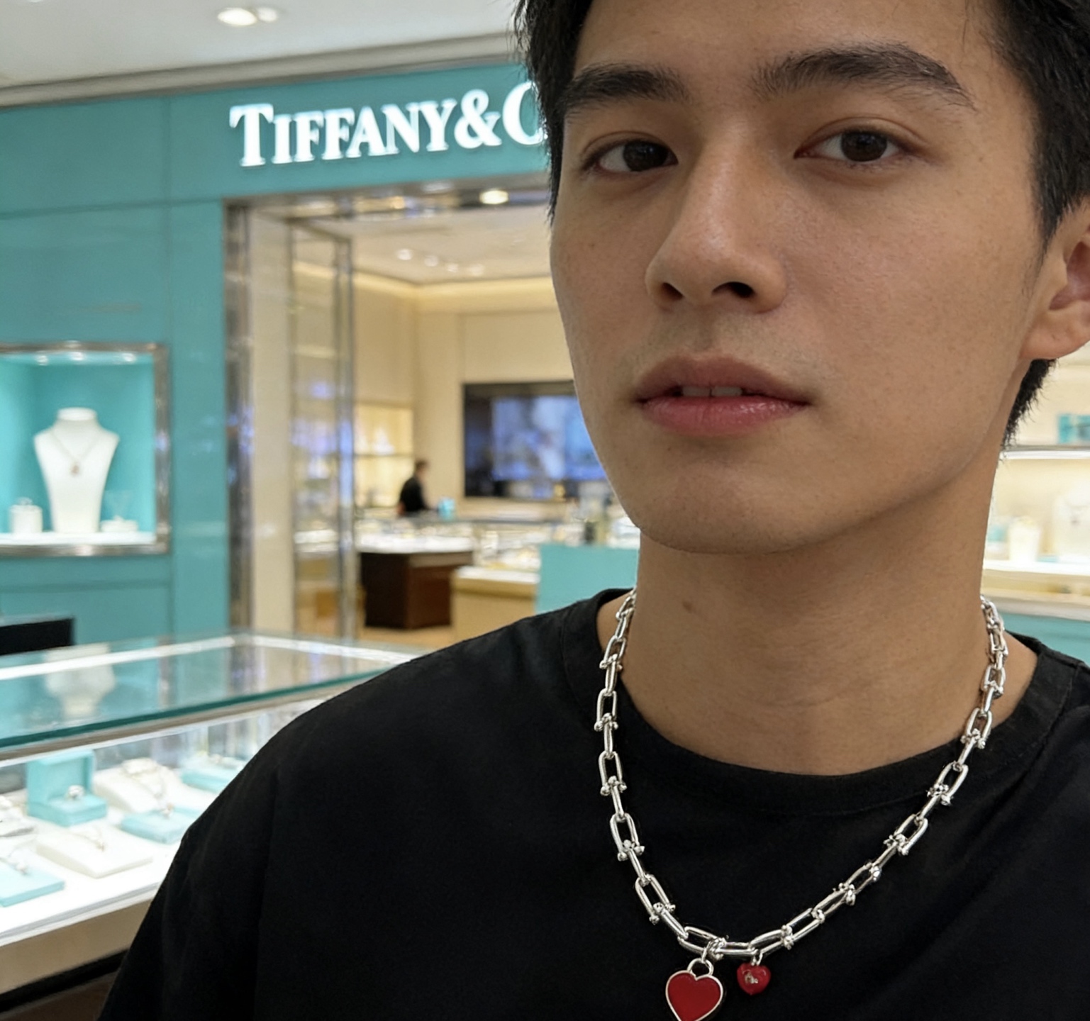 Tiffany Co Tiffany HardWear Red Enamel Heart Link Necklace necklace Sterling silver with red enamel heart charms 18 inches