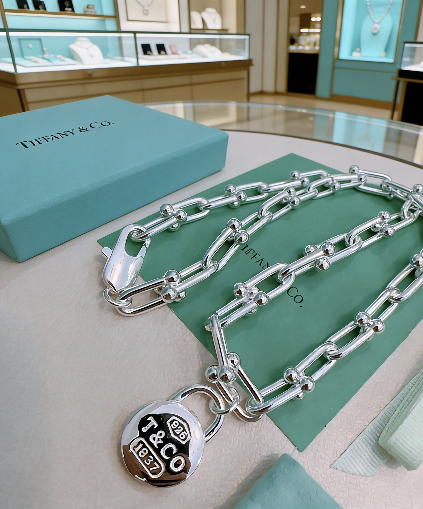 Tiffany Co Tiffany 1837 Makers HardWear Lock necklace Sterling silver 925 silver polished silver tone no accent stones 18 inches