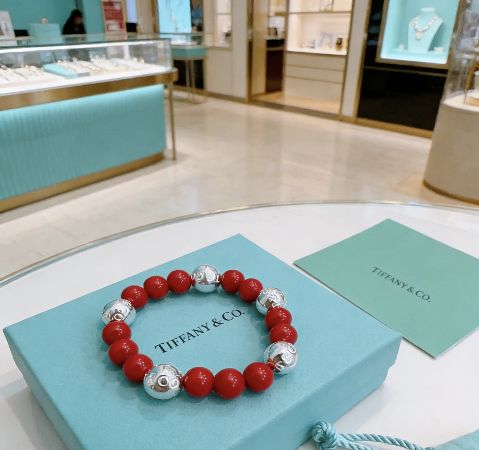 Tiffany Co Return to Tiffany Bead Bracelet bracelet Sterling silver red stone beads 18cm