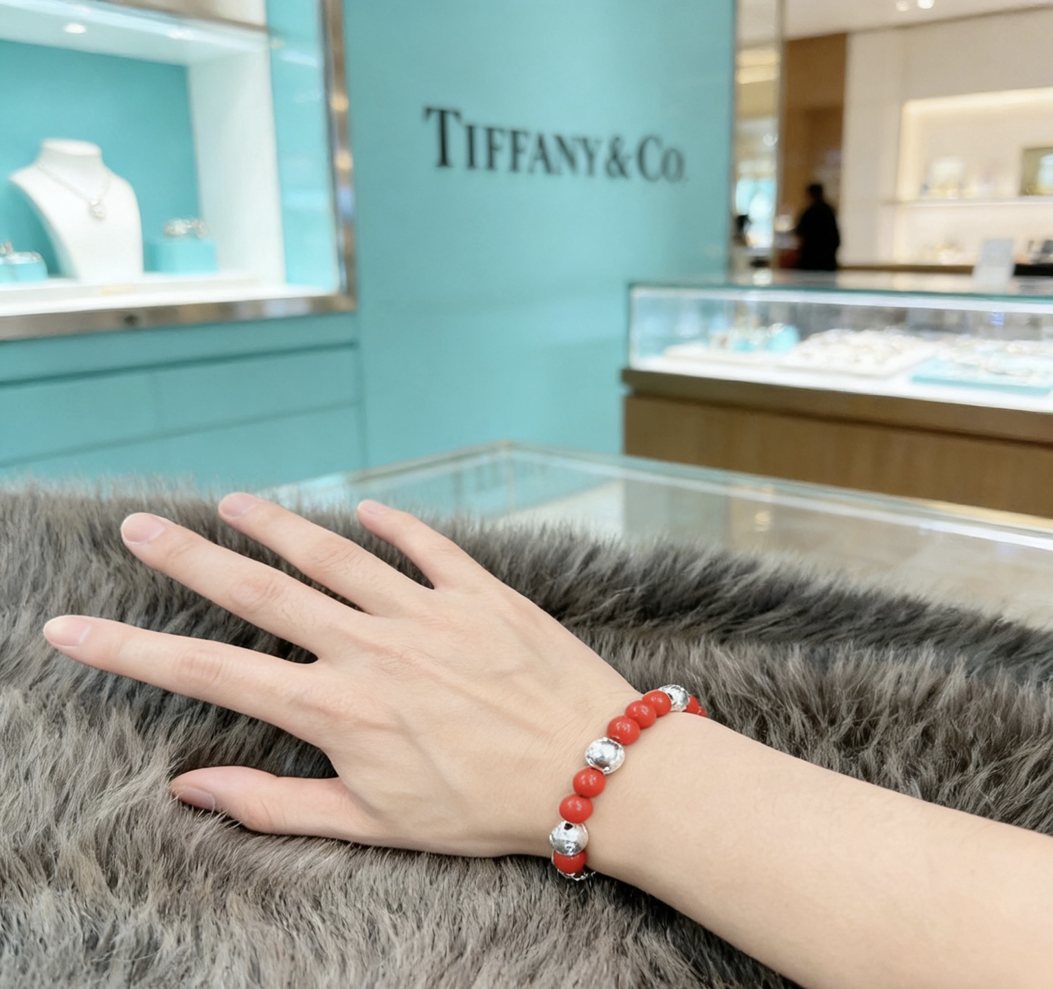 Tiffany Co Return to Tiffany Bead Bracelet bracelet Sterling silver red stone beads 18cm