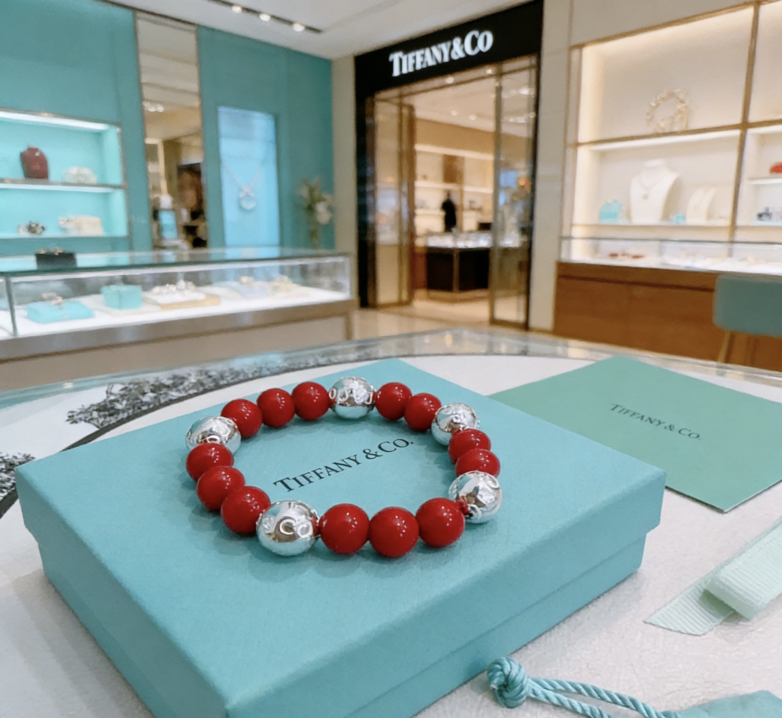 Tiffany Co Return to Tiffany Bead Bracelet bracelet Sterling silver red stone beads 18cm