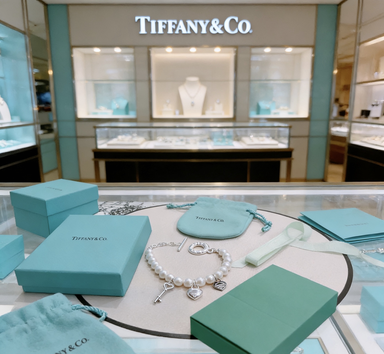 Tiffany Co Return to Tiffany Heart Key Pearl Toggle Bracelet bracelet silver-toned metal with white freshwater pearls 7 inches