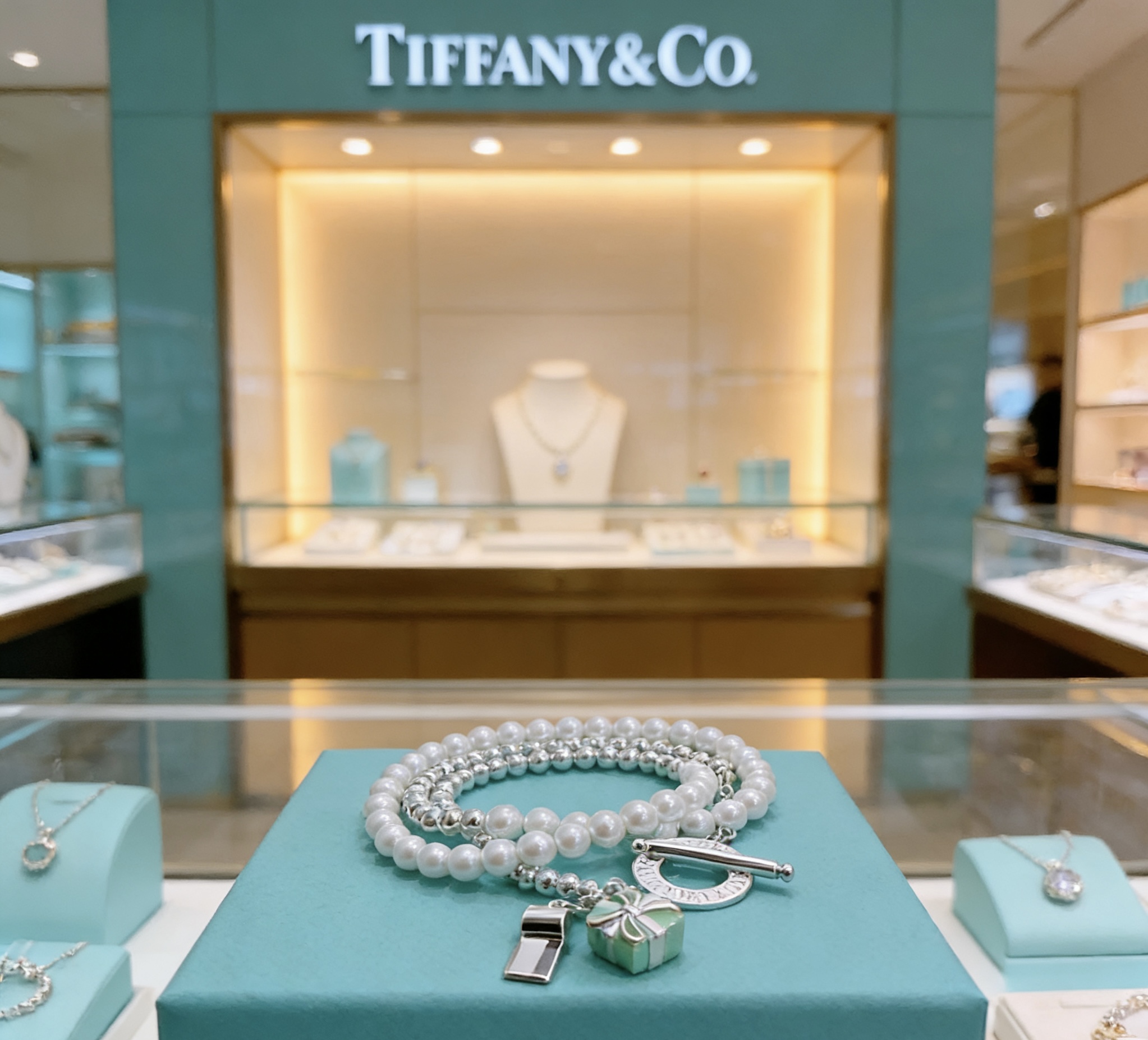 Tiffany Co Return to Tiffany Charm Wrap Bracelet bracelet Sterling silver white pearl Tiffany blue enamel 18cm