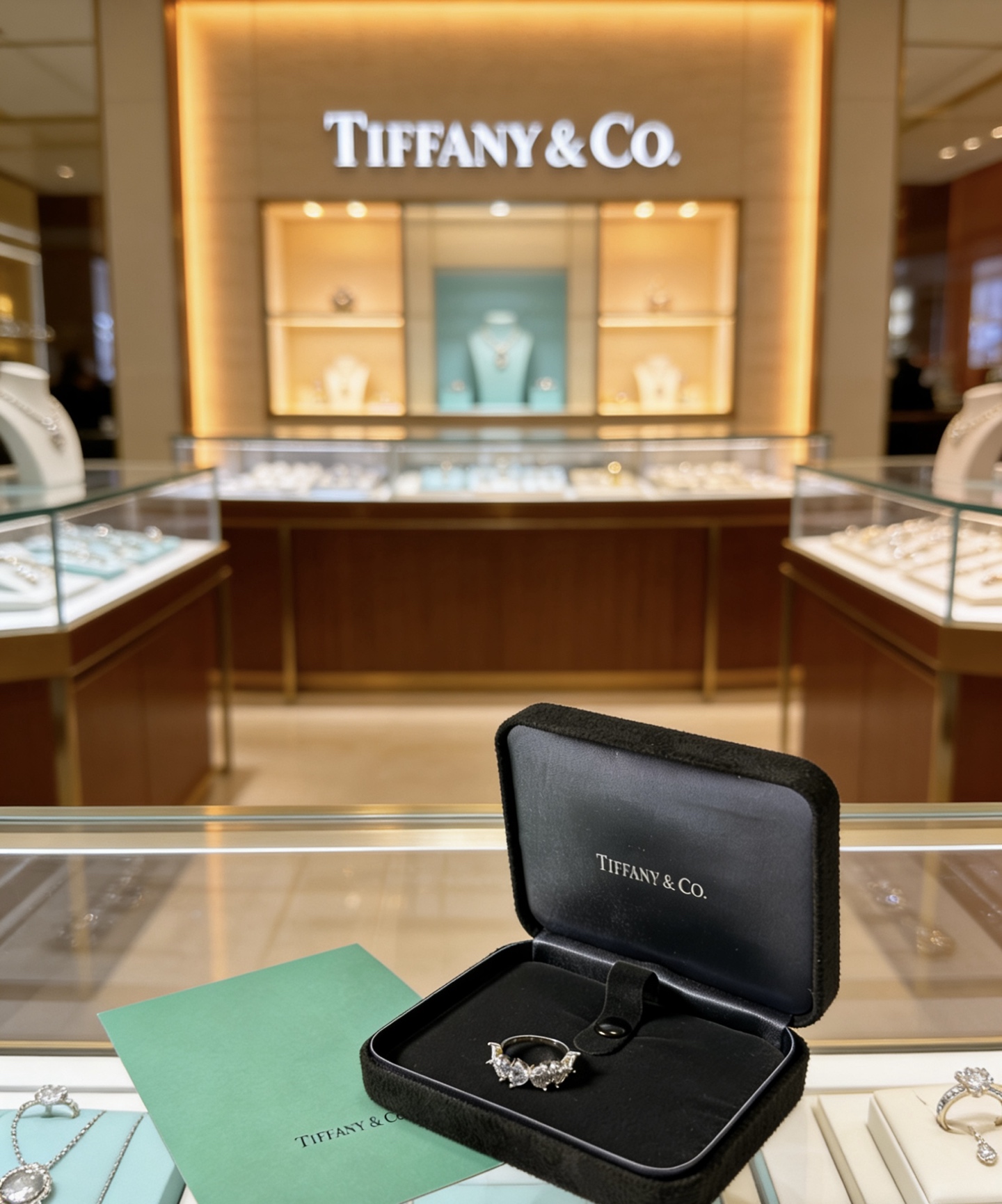 Tiffany Co Victoria ring platinum metal with clear diamond stones 6