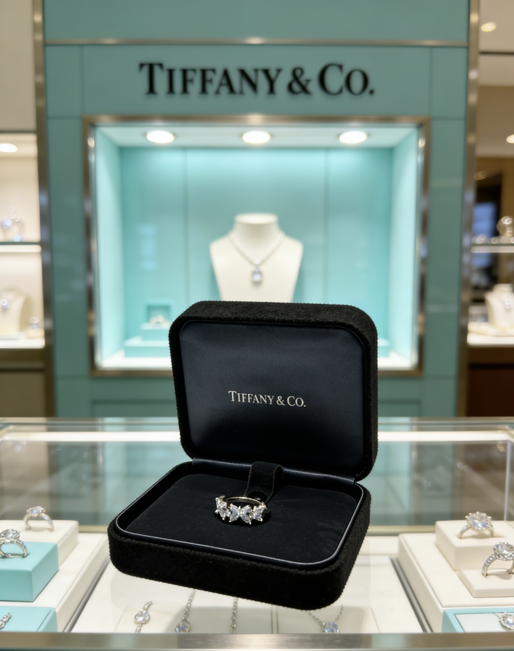 Tiffany Co Victoria ring platinum metal with clear diamond stones 6