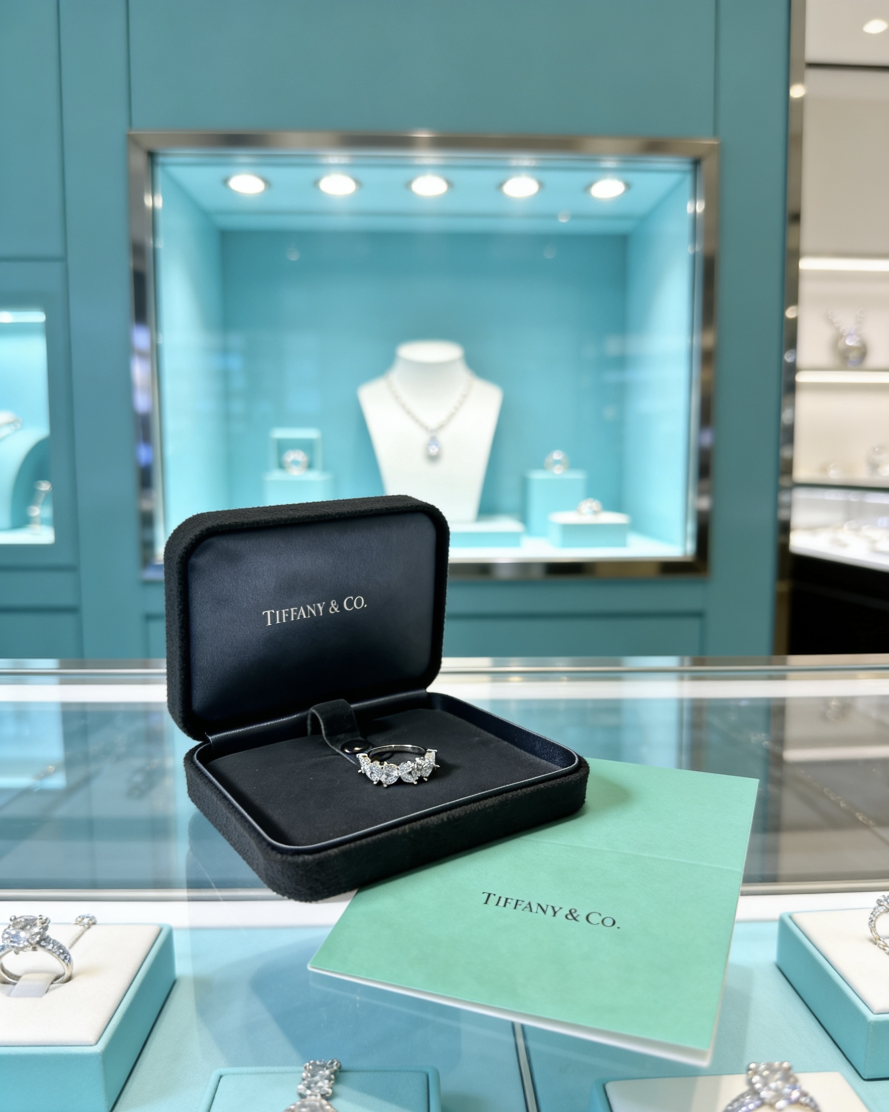 Tiffany Co Victoria ring platinum metal with clear diamond stones 6