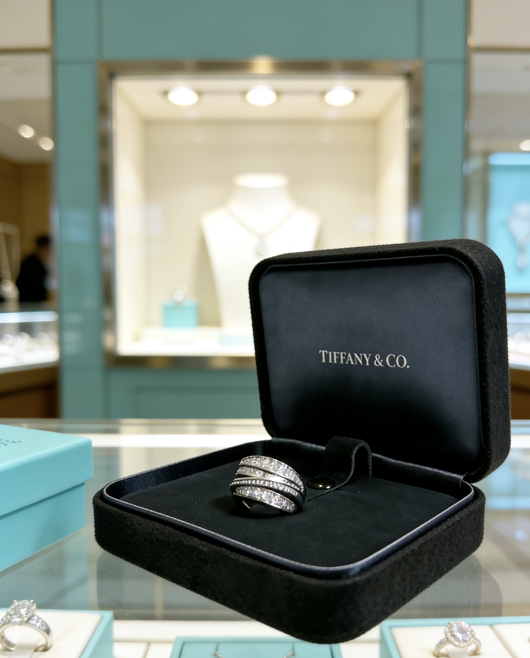 Tiffany Co Tiffany T Wide Pave Diamond Ring ring sterling silver with white diamonds US 7