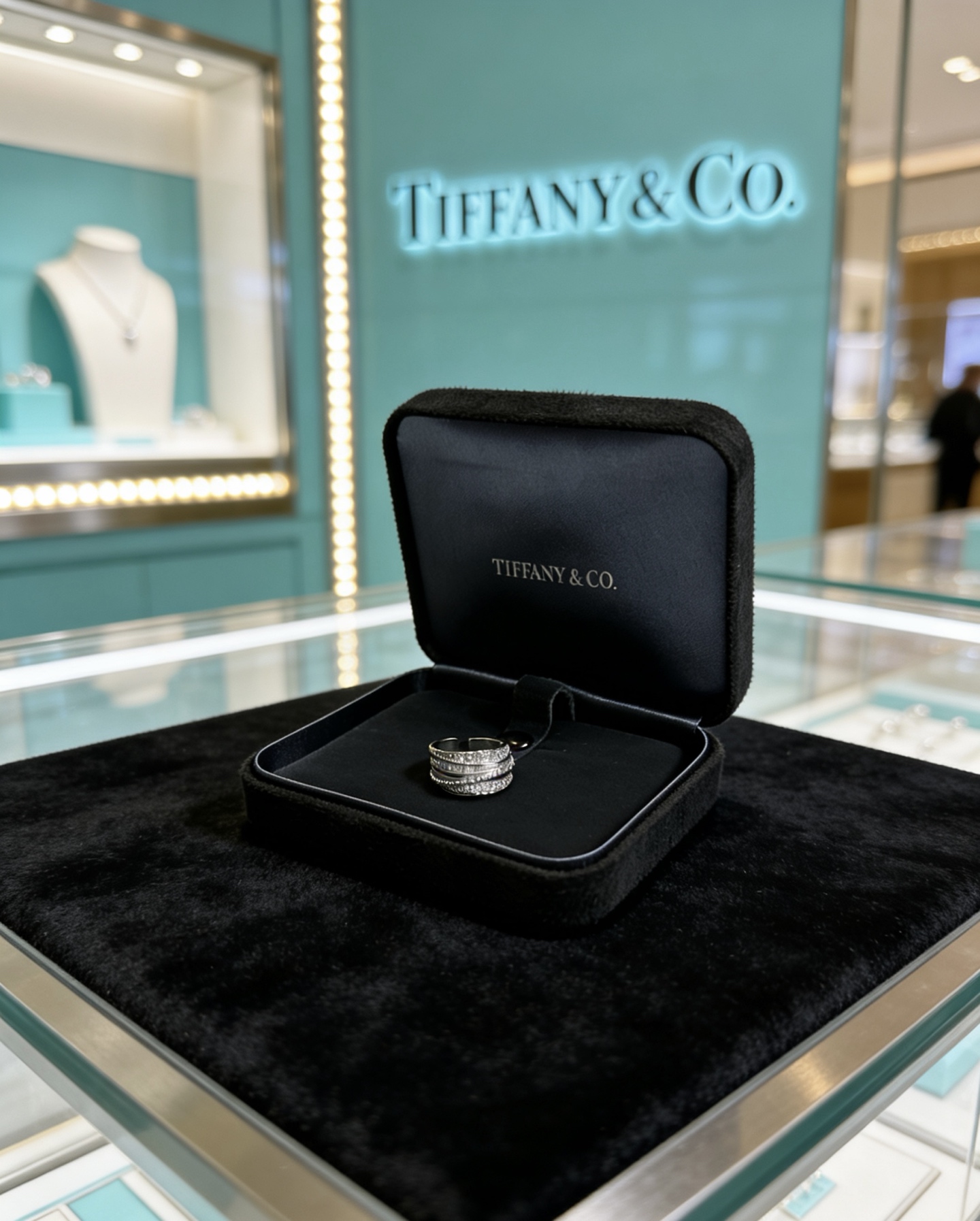 Tiffany Co Tiffany T Wide Pave Diamond Ring ring sterling silver with white diamonds US 7