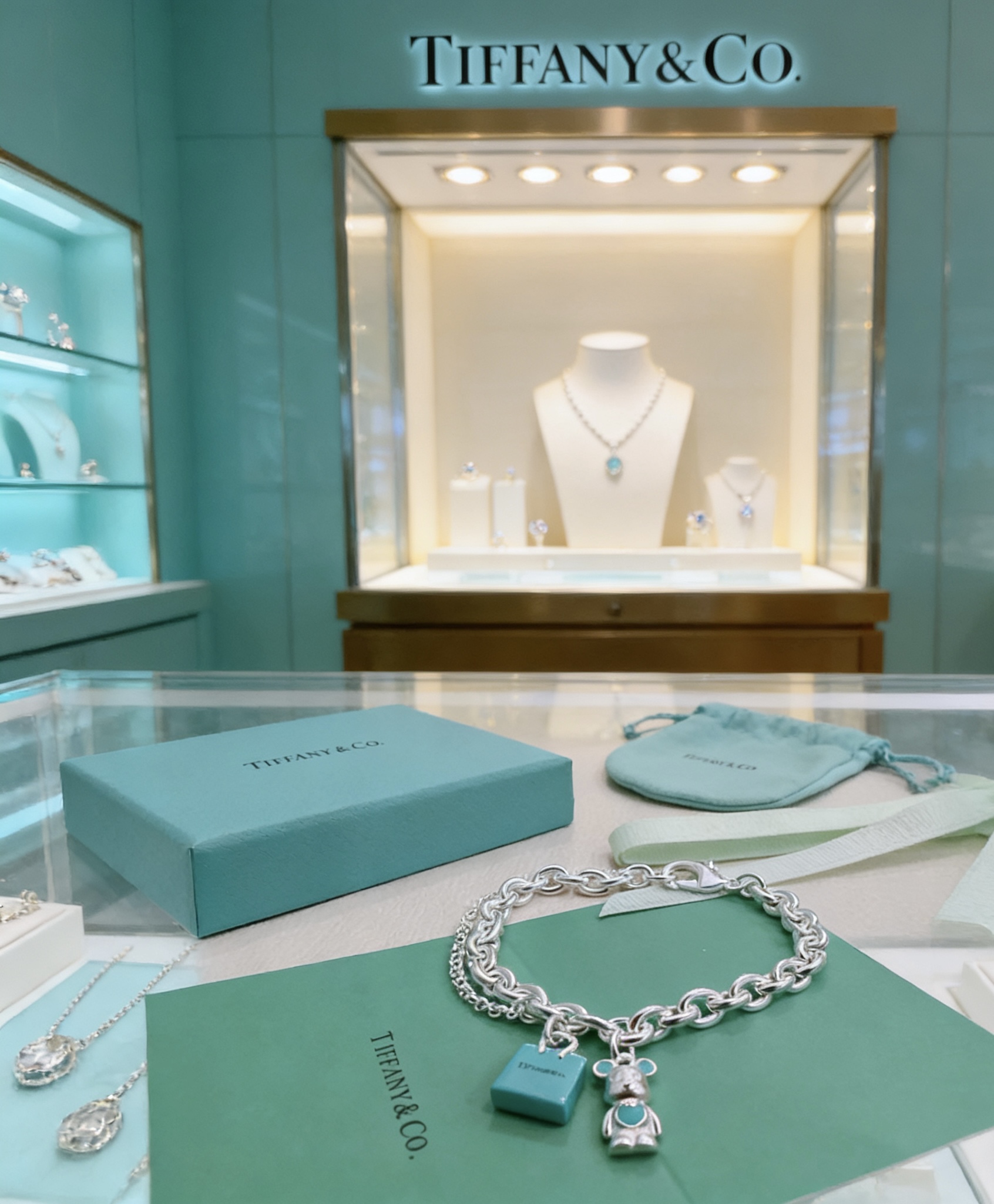 Tiffany Co Bearbrick Charm Bracelet bracelet Sterling silver with Tiffany Blue enamel accents 18cm