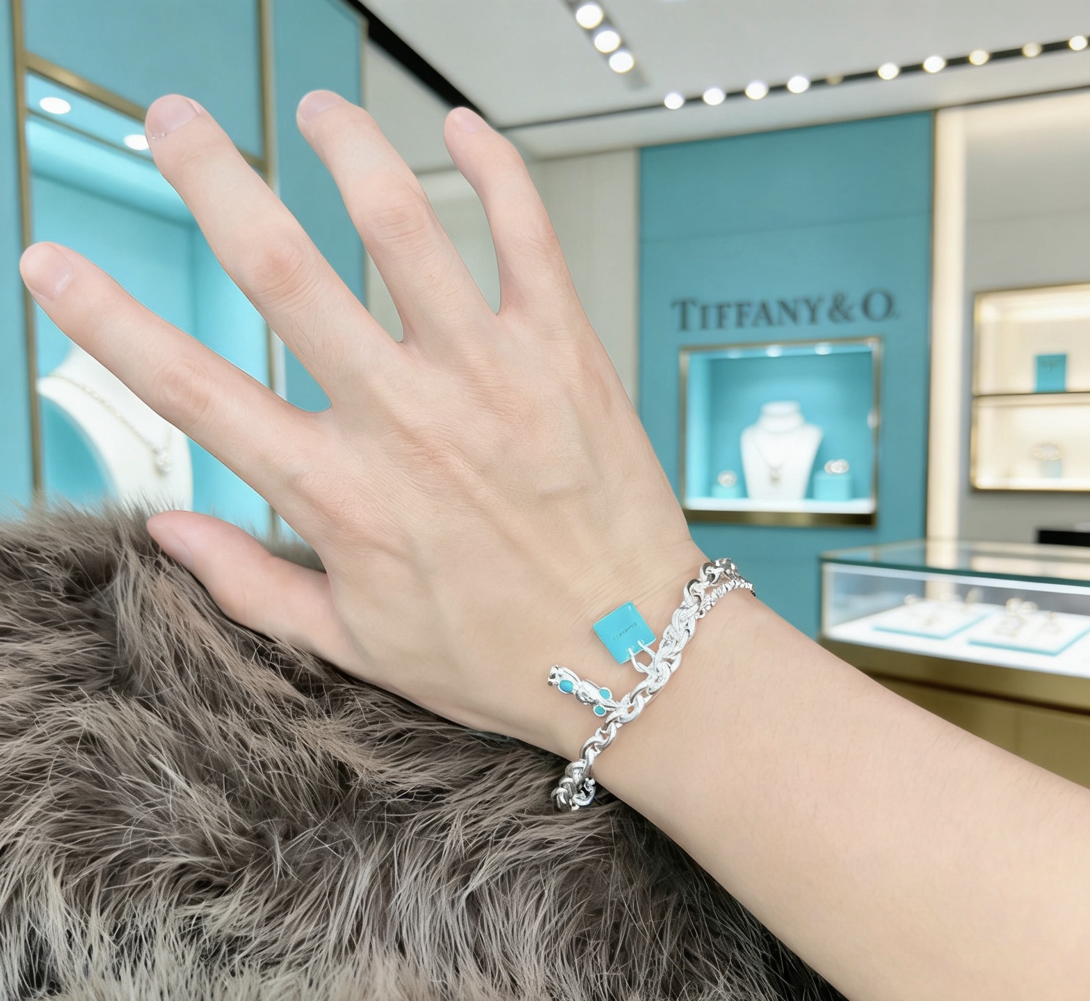 Tiffany Co Bearbrick Charm Bracelet bracelet Sterling silver with Tiffany Blue enamel accents 18cm