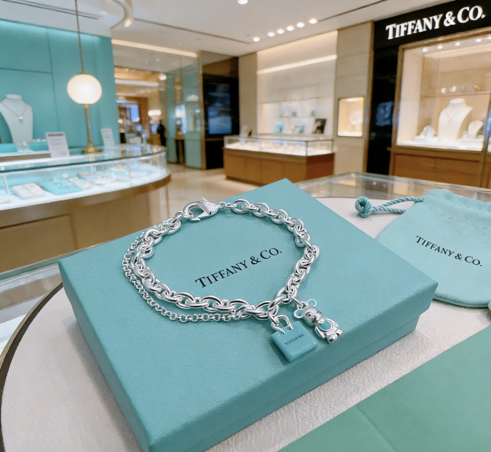 Tiffany Co Bearbrick Charm Bracelet bracelet Sterling silver with Tiffany Blue enamel accents 18cm