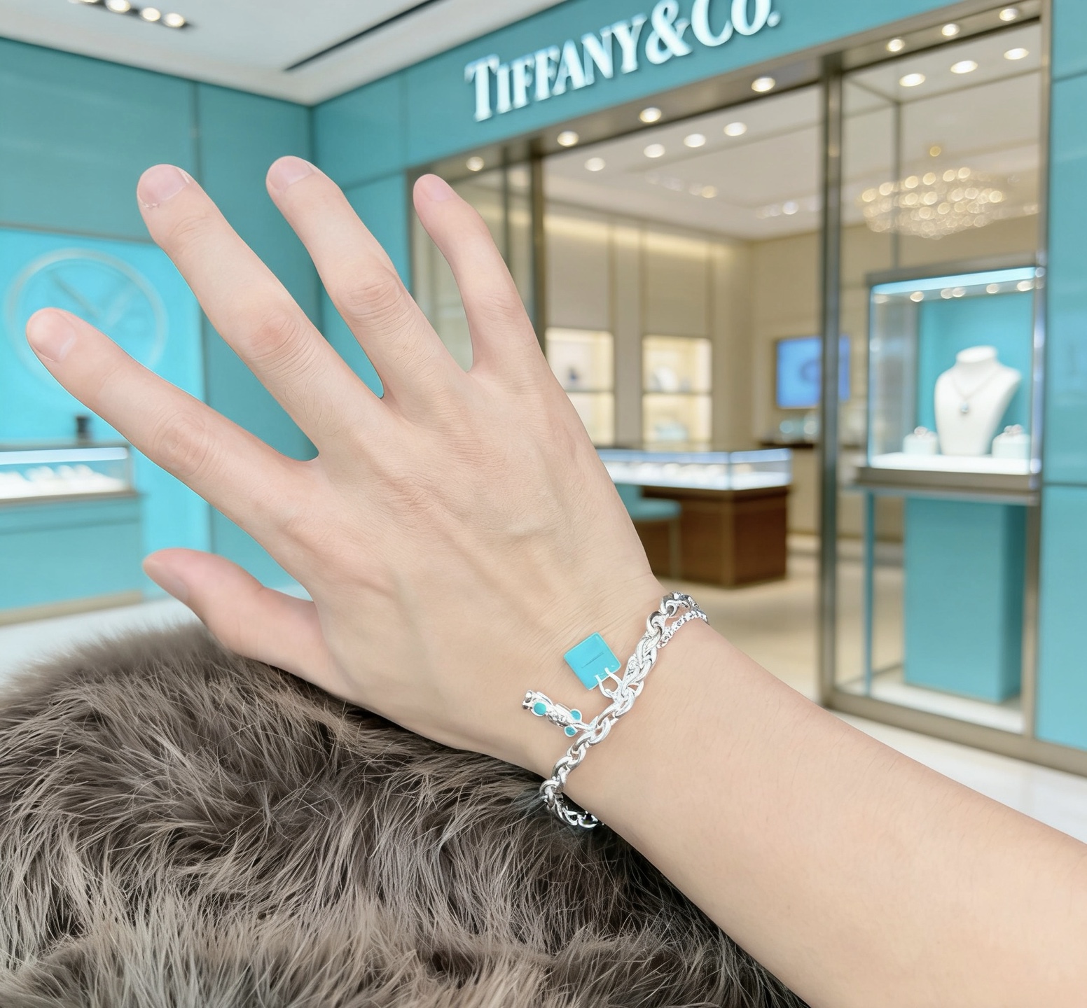 Tiffany Co Bearbrick Charm Bracelet bracelet Sterling silver with Tiffany Blue enamel accents 18cm