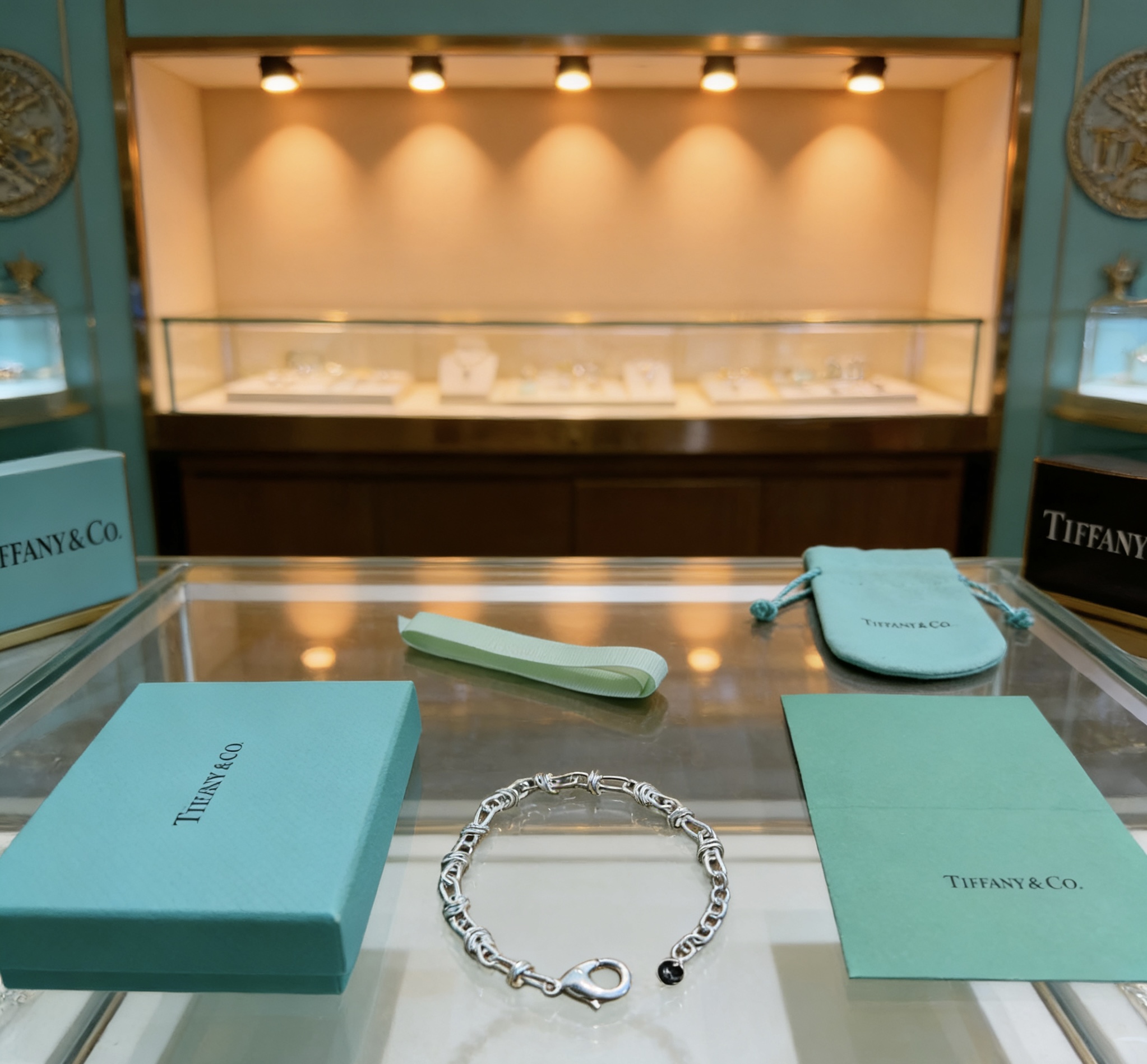 Tiffany Co Paloma Picasso Knot Link bracelet Sterling silver no gemstones 7 inches