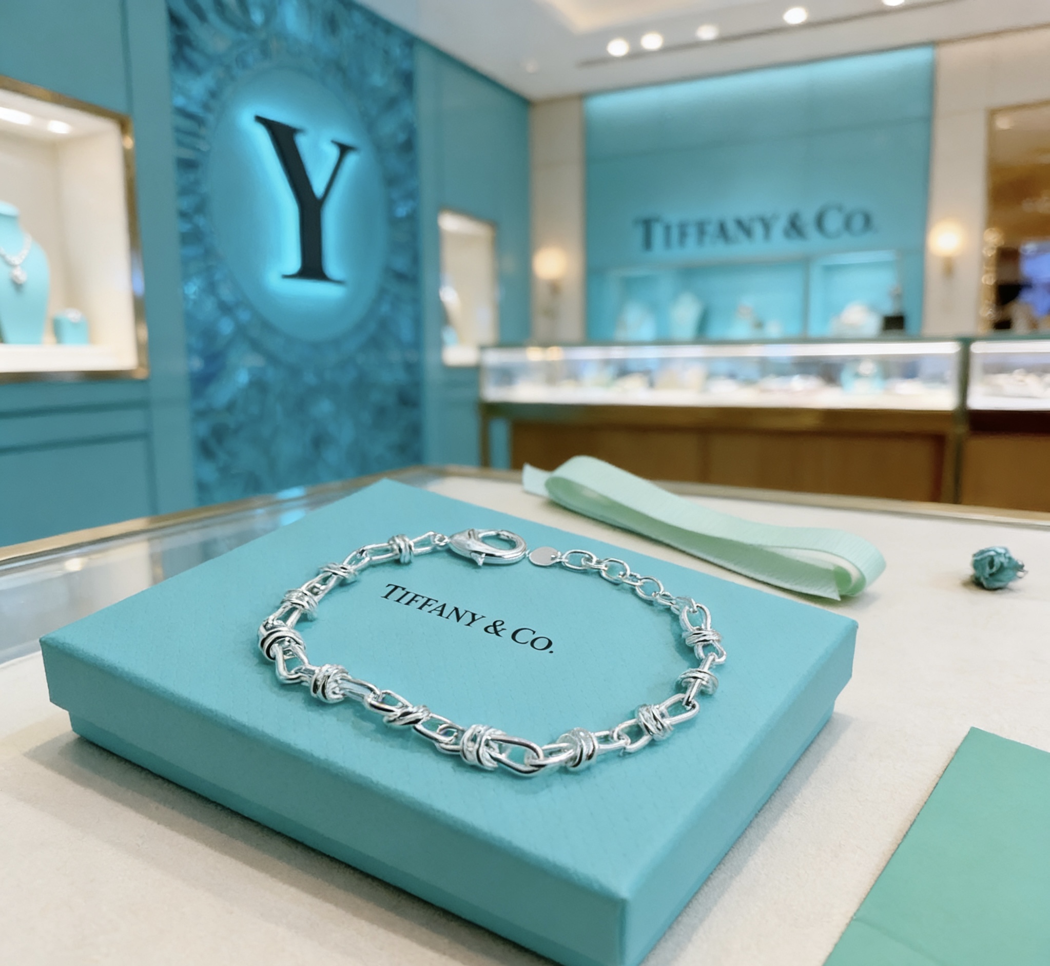 Tiffany Co Paloma Picasso Knot Link bracelet Sterling silver no gemstones 7 inches