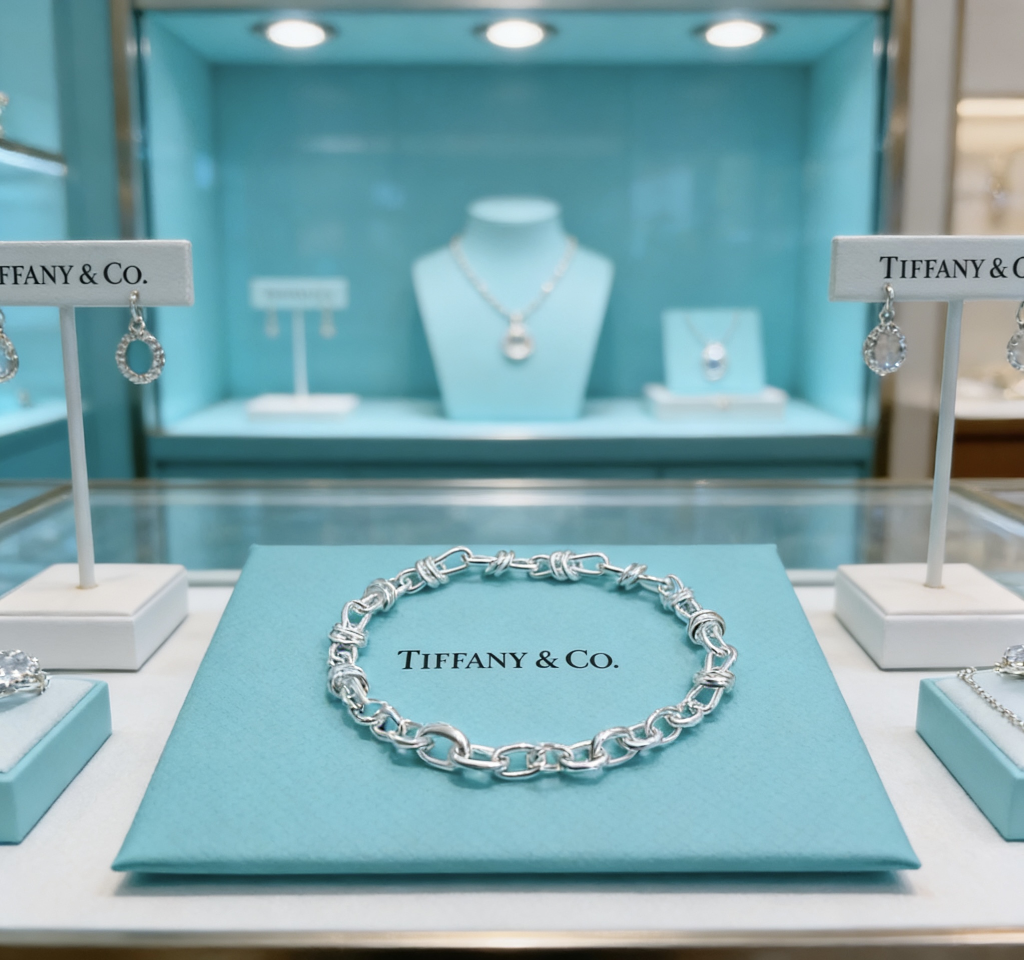 Tiffany Co Paloma Picasso Knot Link bracelet Sterling silver no gemstones 7 inches