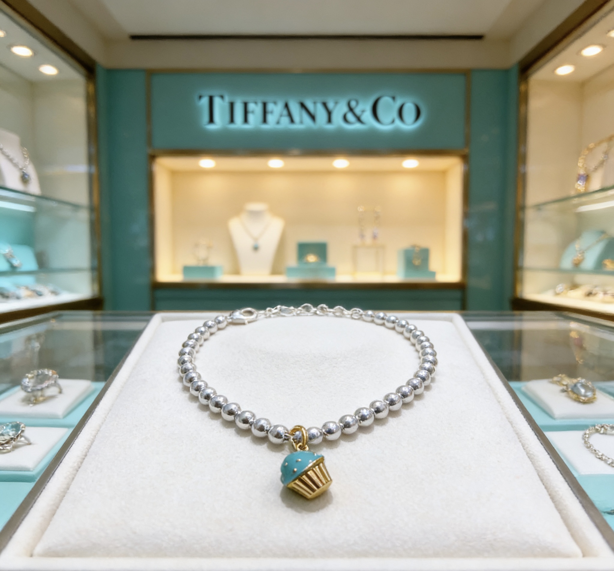 Tiffany Co Cupcake Charm Bead Bracelet bracelet sterling silver with gold-tone accent tiffany blue enamel charm 17 5cm
