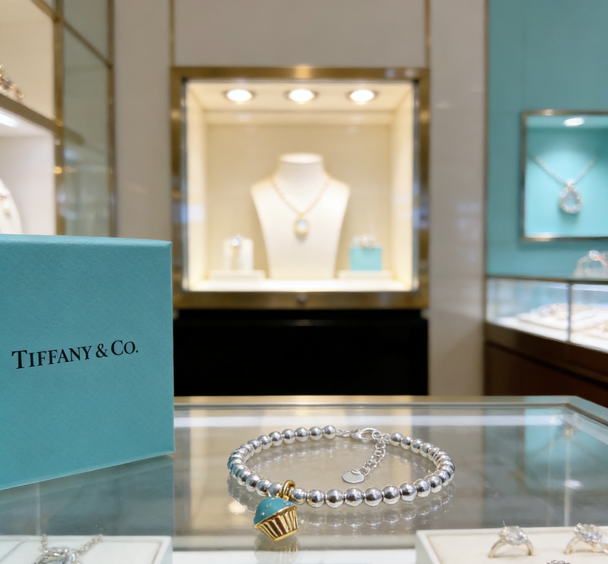 Tiffany Co Cupcake Charm Bead Bracelet bracelet sterling silver with gold-tone accent tiffany blue enamel charm 17 5cm