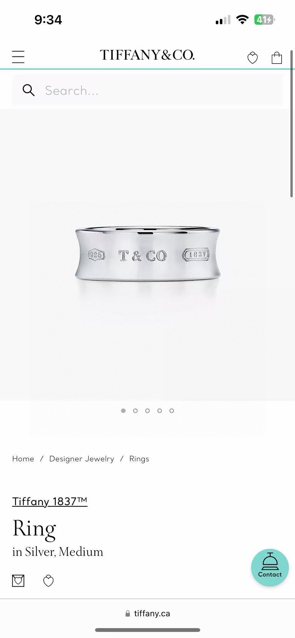 Tiffany Co Tiffany 1837 ring Sterling silver no accent stones Medium