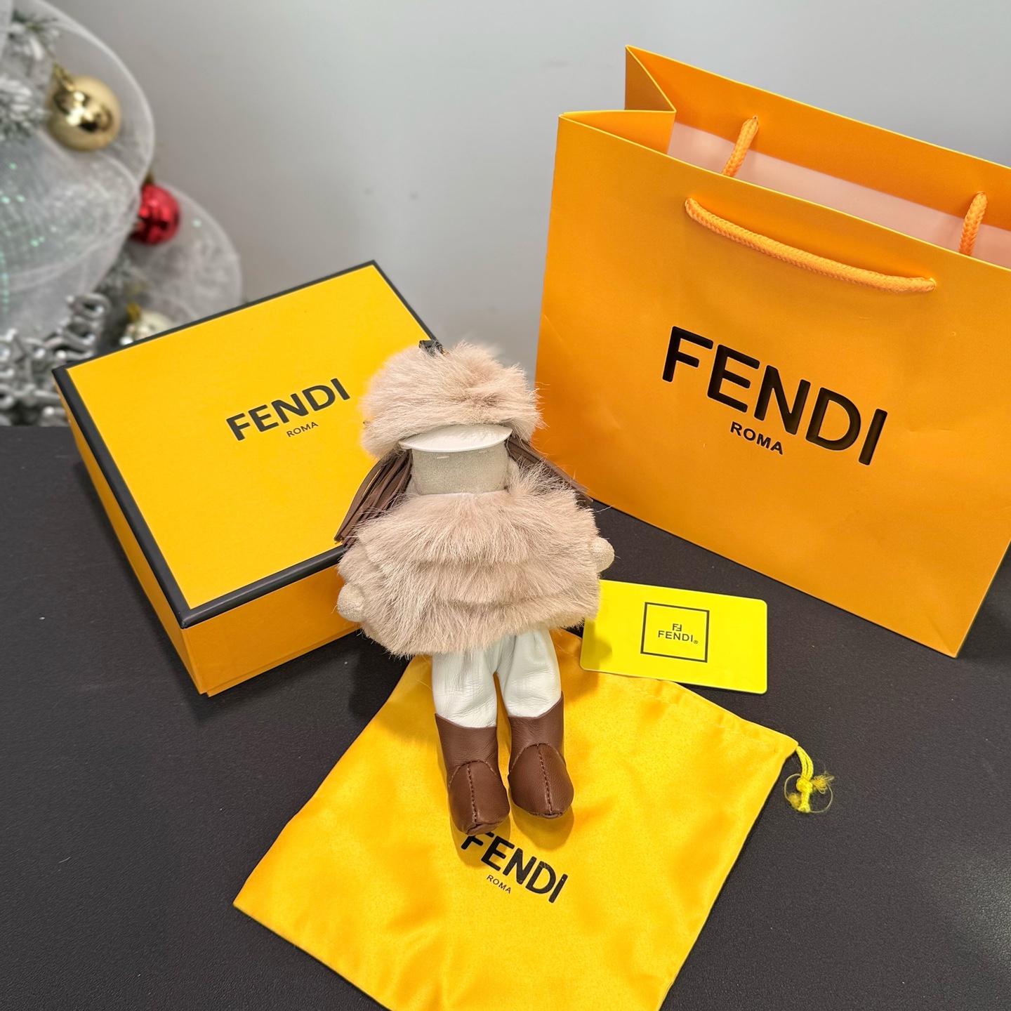 Fendi Best Friends Forever Silvia pendant gold black brown white 12cm