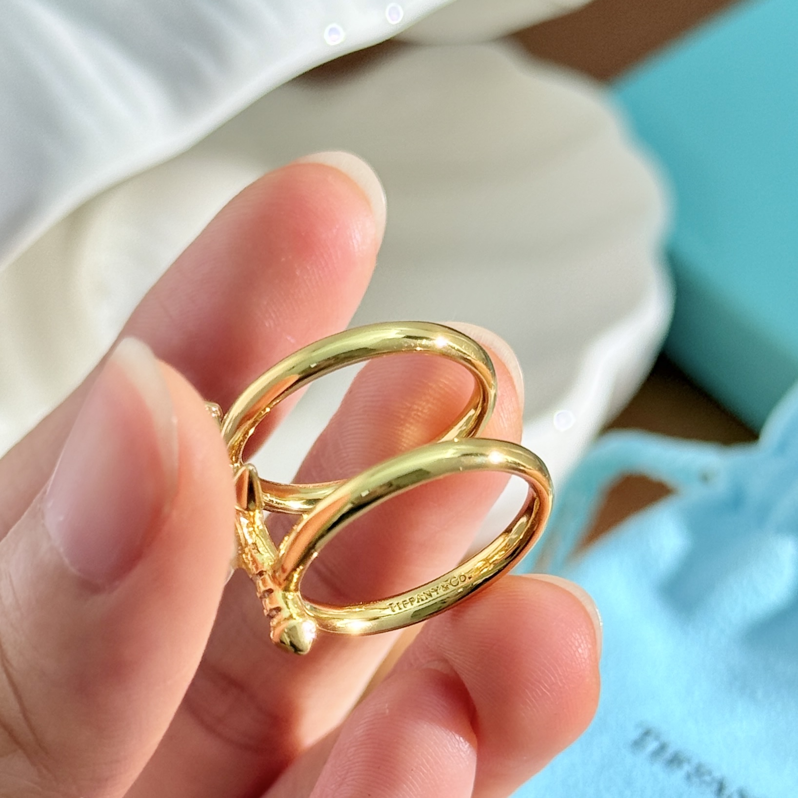 Tiffany Co Tiffany Titan by Pharrell Williams Pearl Ring ring Yellow gold white freshwater pearl clear diamond accents US 7