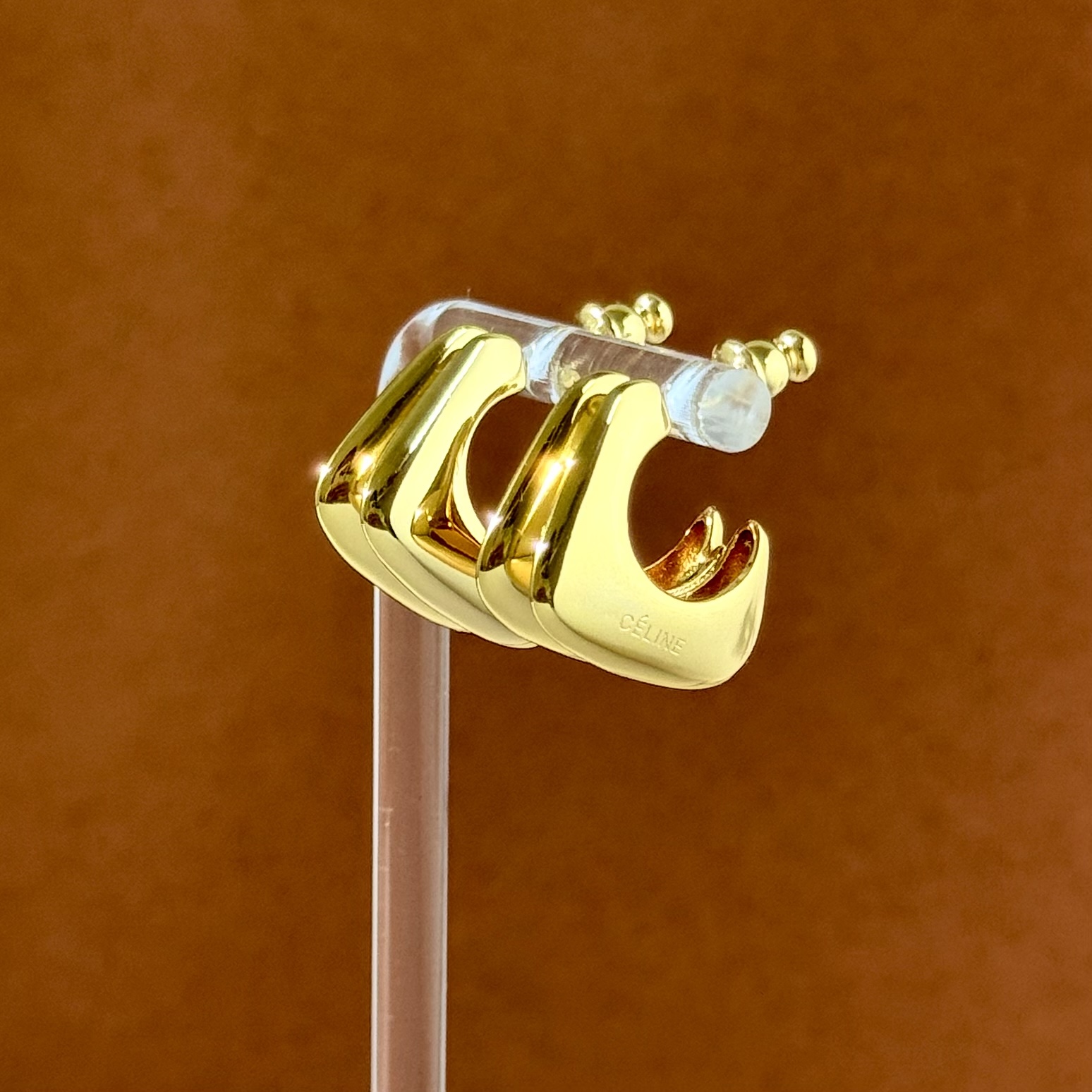 Celine SL80 Double Layered Hoop earrings Polished silver-tone metal polished gold-tone metal no gemstones 58