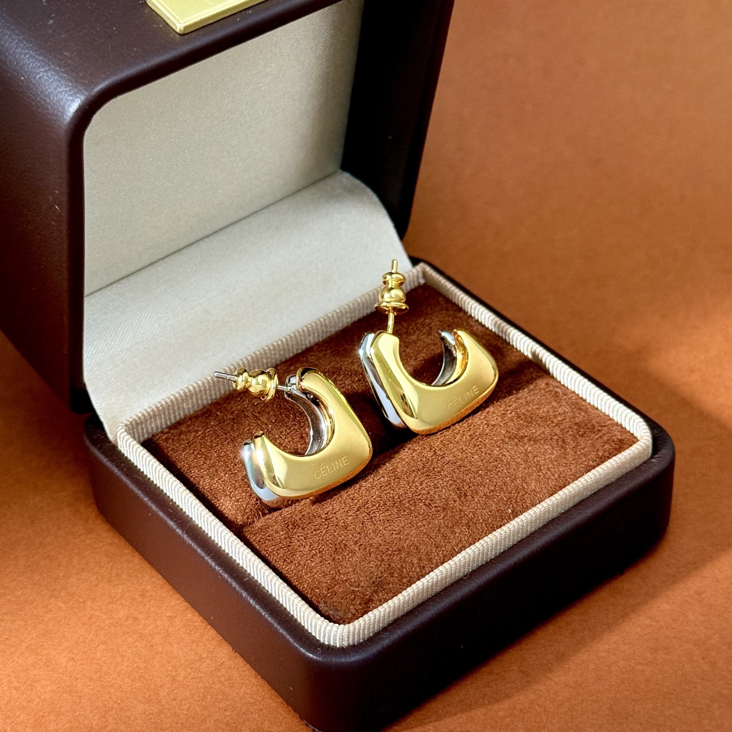 Celine SL80 Double Layered Hoop earrings Polished silver-tone metal polished gold-tone metal no gemstones 58