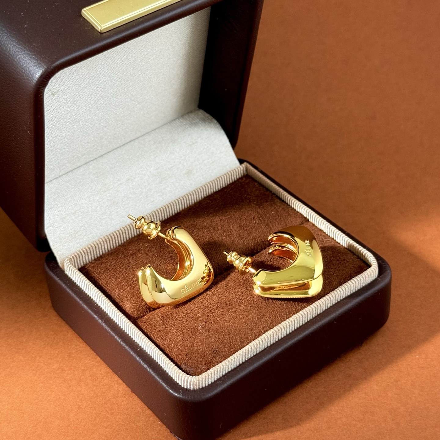 Celine SL80 Double Layered Hoop earrings Polished silver-tone metal polished gold-tone metal no gemstones 58