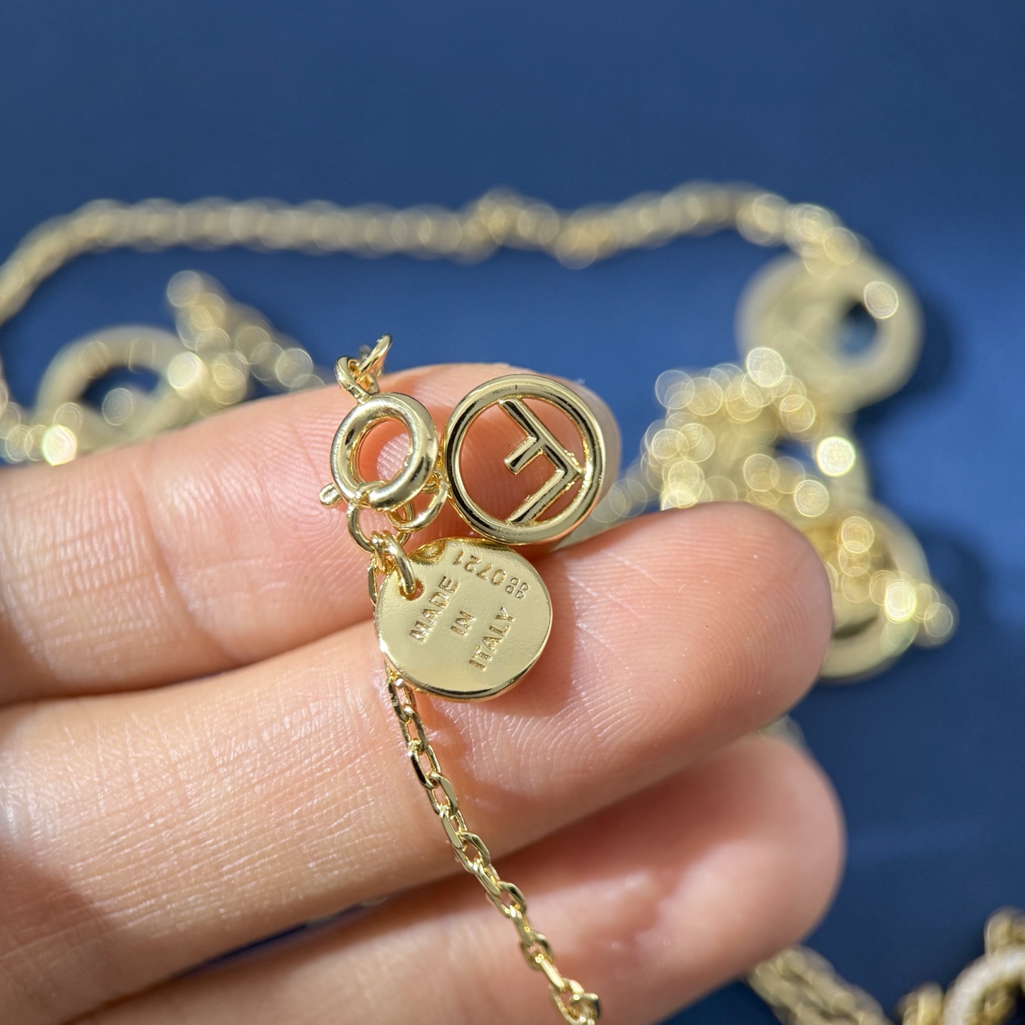 Fendi F is Fendi necklace gold-tone metal with clear pave stones 70cm