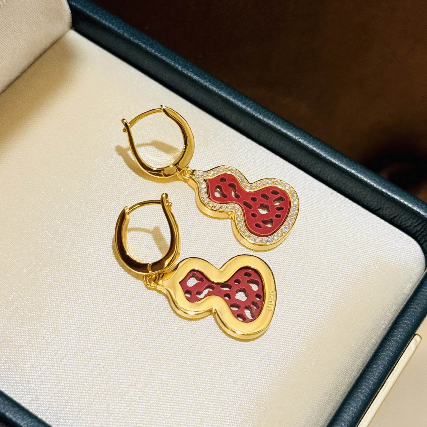 Qeelin Wulu earrings Rose gold-toned metal with red enamel and clear diamond-like accent stones One Size