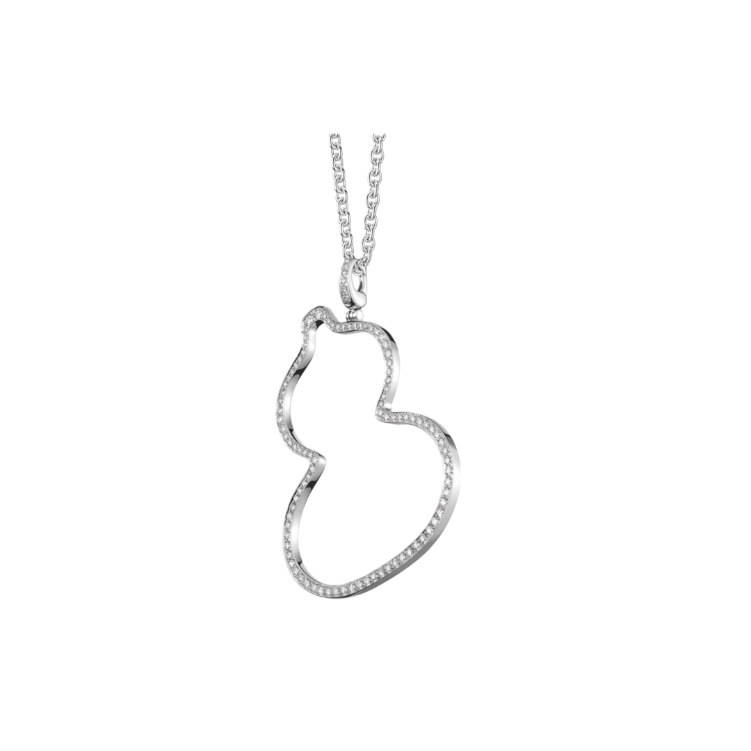 Qeelin Wulu necklace silver-toned metal with clear diamond accents 42cm