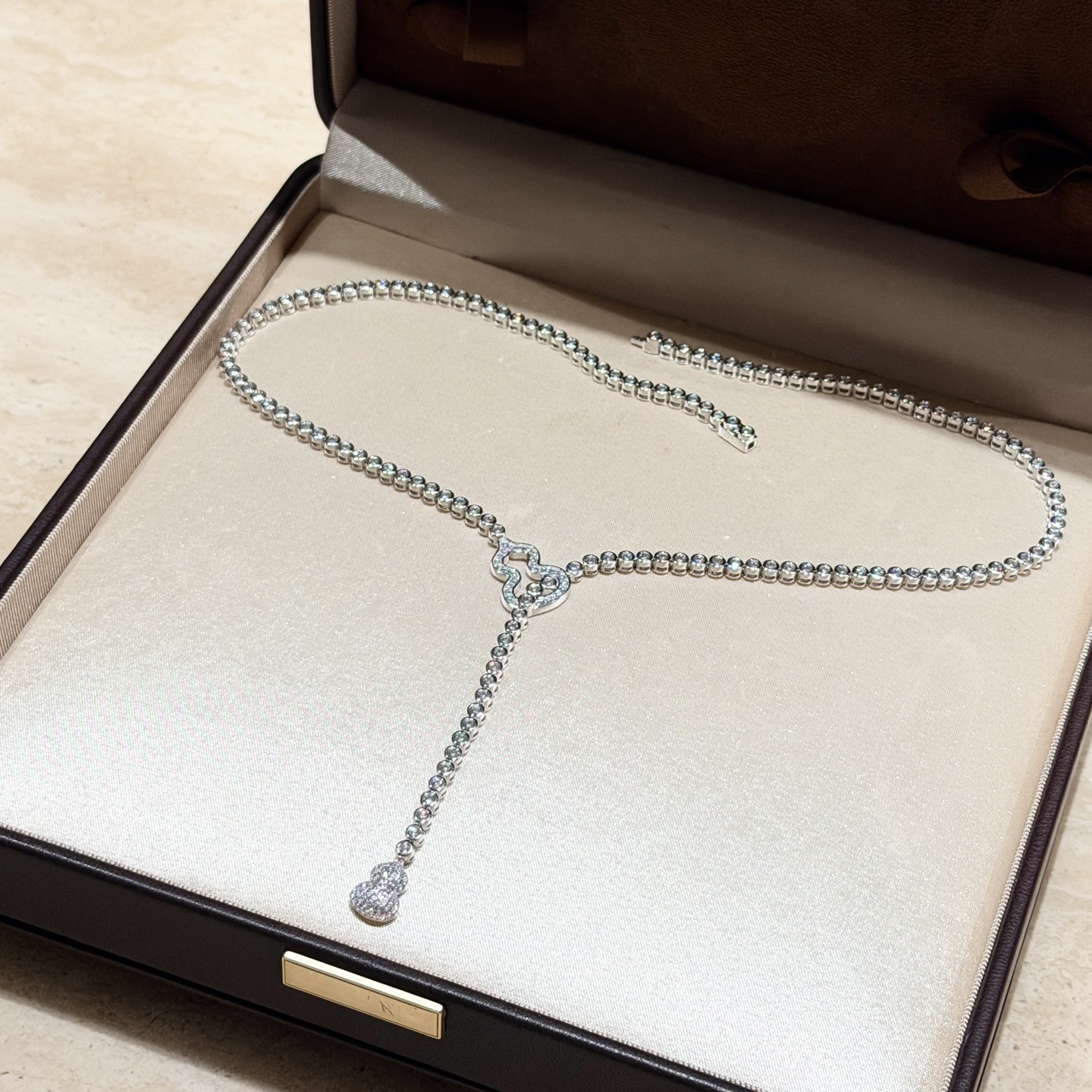 Qeelin Wulu Full Diamond Tassel Y Necklace necklace silver-toned metal with clear white diamonds 42cm with 5cm extender