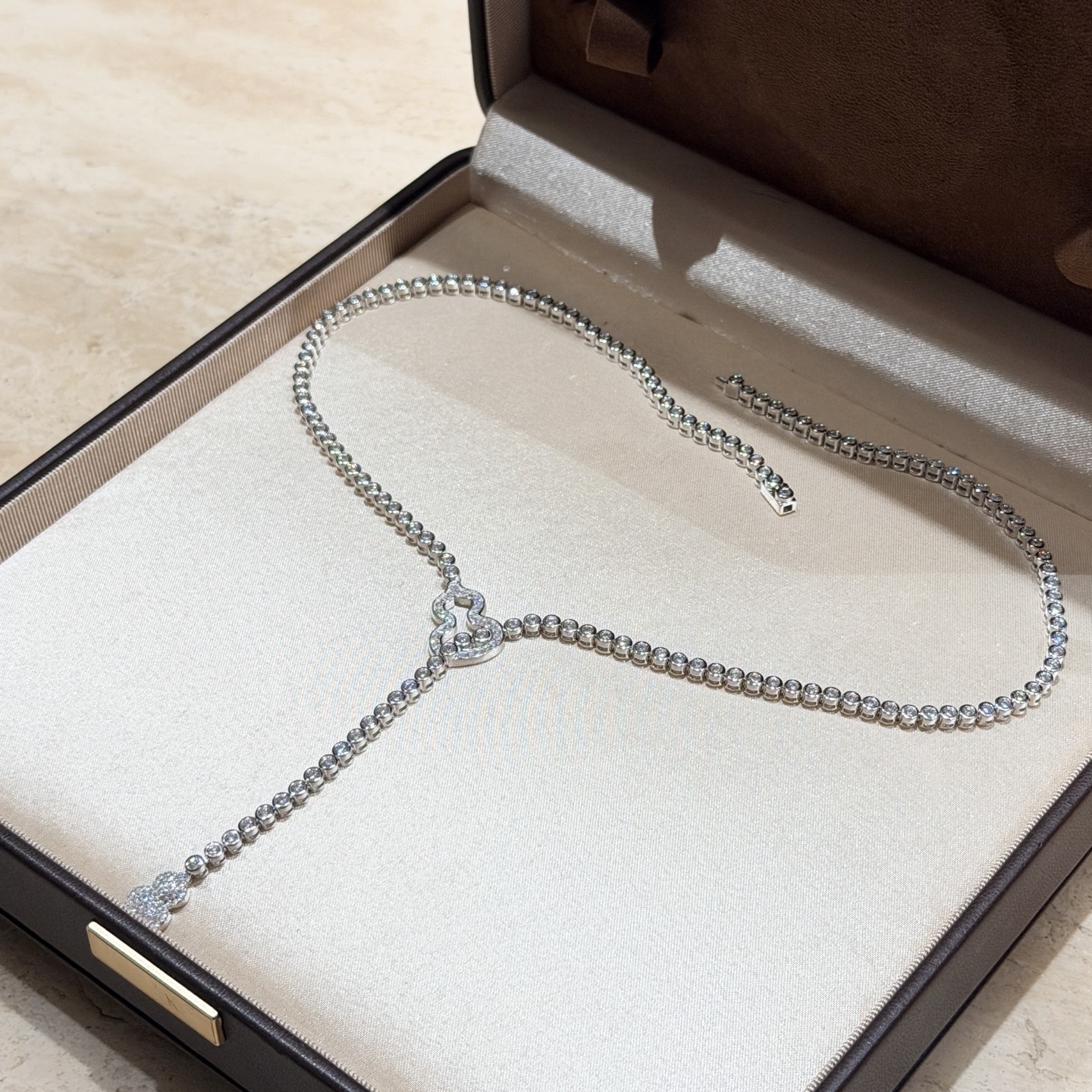 Qeelin Wulu Full Diamond Tassel Y Necklace necklace silver-toned metal with clear white diamonds 42cm with 5cm extender
