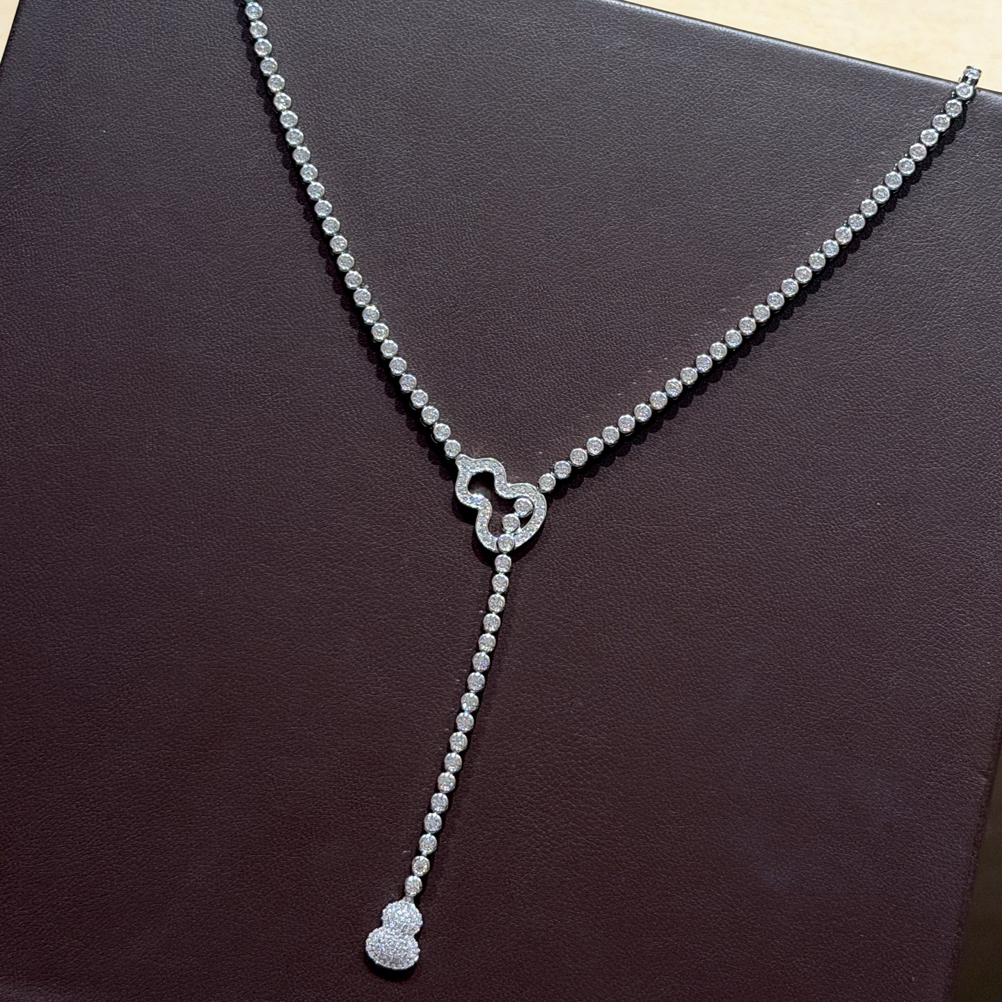 Qeelin Wulu Full Diamond Tassel Y Necklace necklace silver-toned metal with clear white diamonds 42cm with 5cm extender