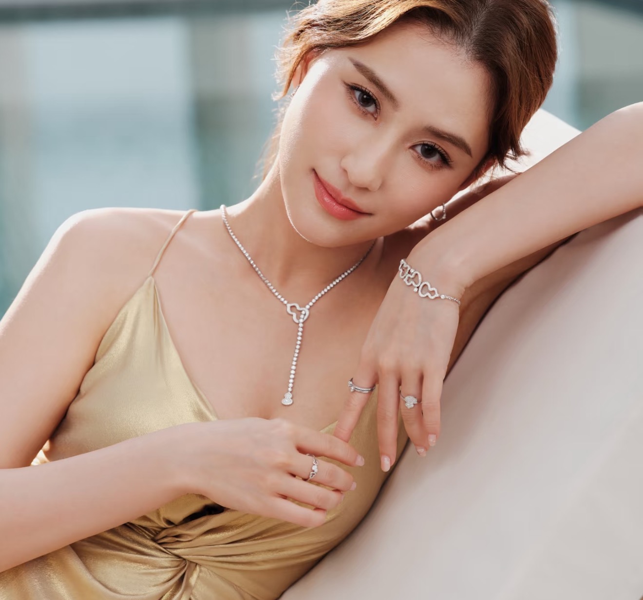 Qeelin Wulu Full Diamond Tassel Y Necklace necklace silver-toned metal with clear white diamonds 42cm with 5cm extender